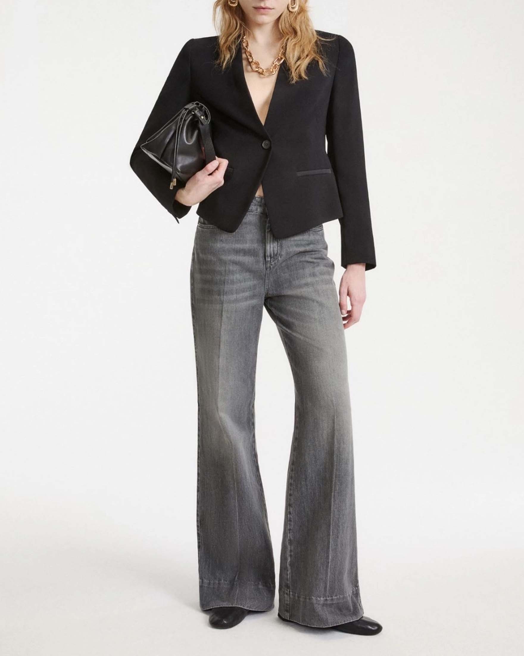 Jeans wide leg Marella Sport grigi in puro cotone Candiani Denim con baffature