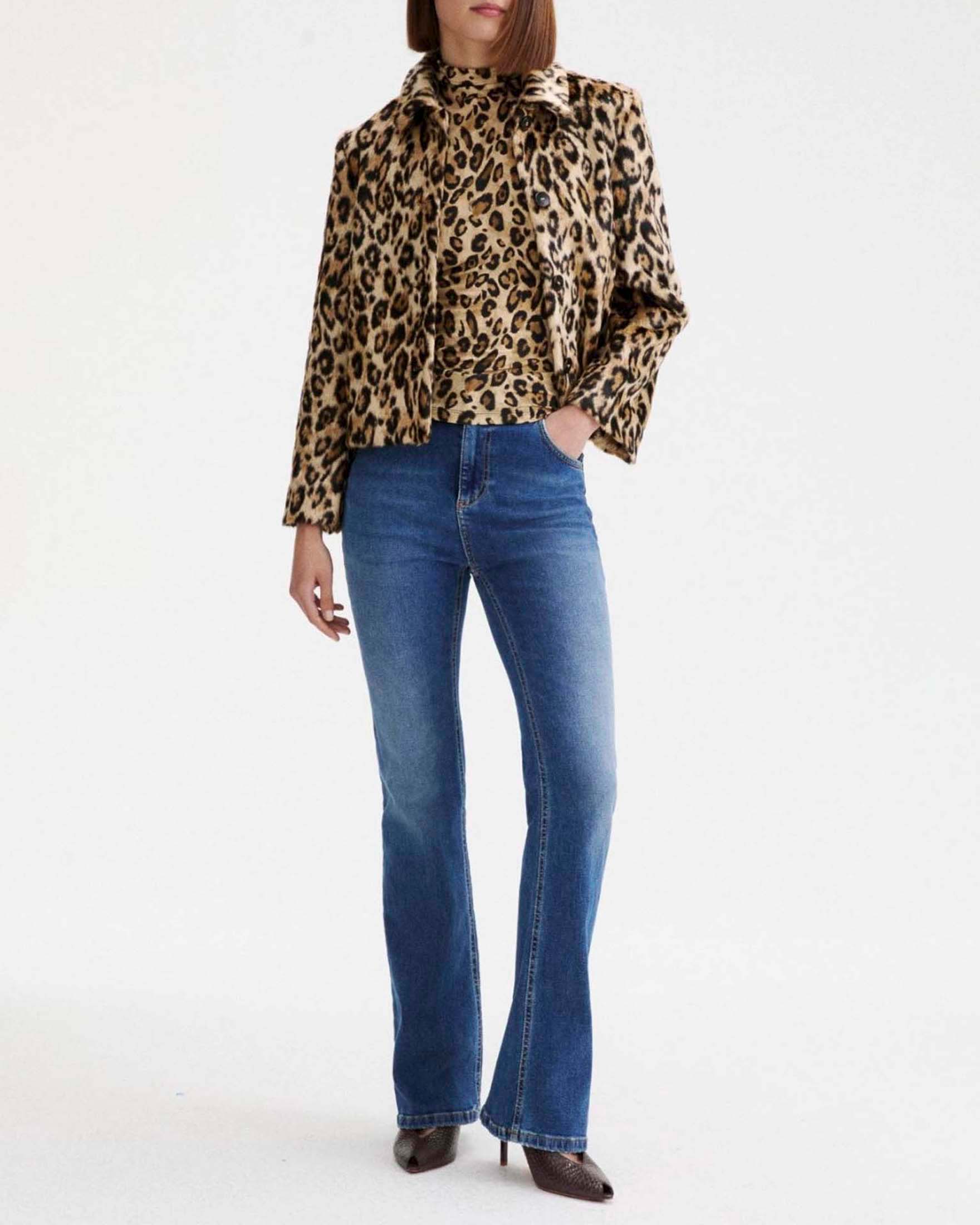 Giacca boxy Marella Sport a stampa animalier in ecopelliccia con colletto a camicia image
