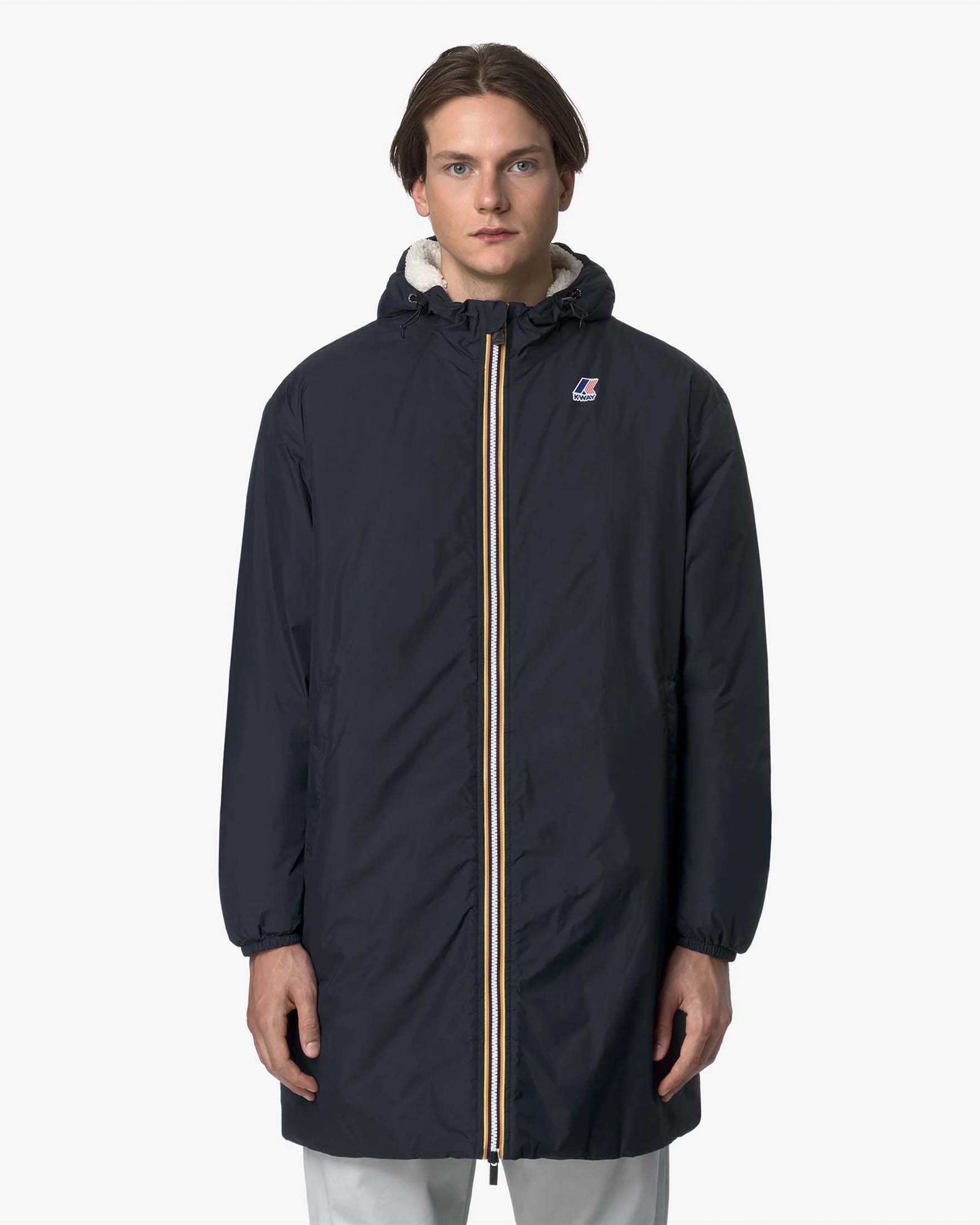 Impermeabile Le Vrai 4.0 Eiffel East Orsetto blu in nylon ripstop idrorepellente con interno in orsetto e cappuccio