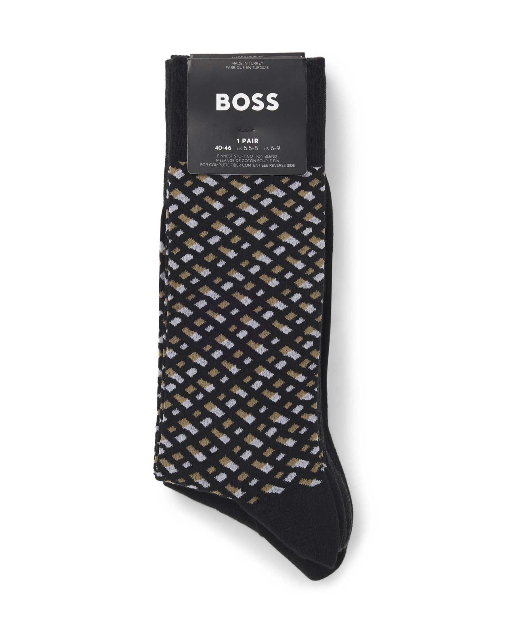 Set di 4 paia di calzini Boss neri in misto cotone con logo ricamato image