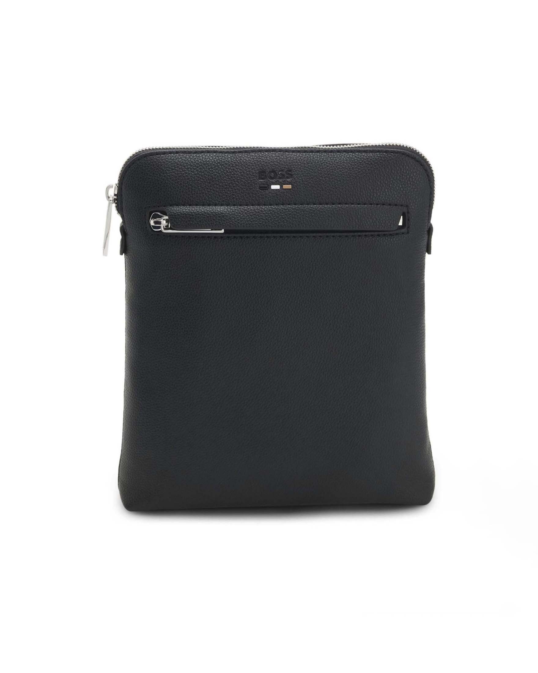 Borsello Boss nero in similpelle con logo in rilievo