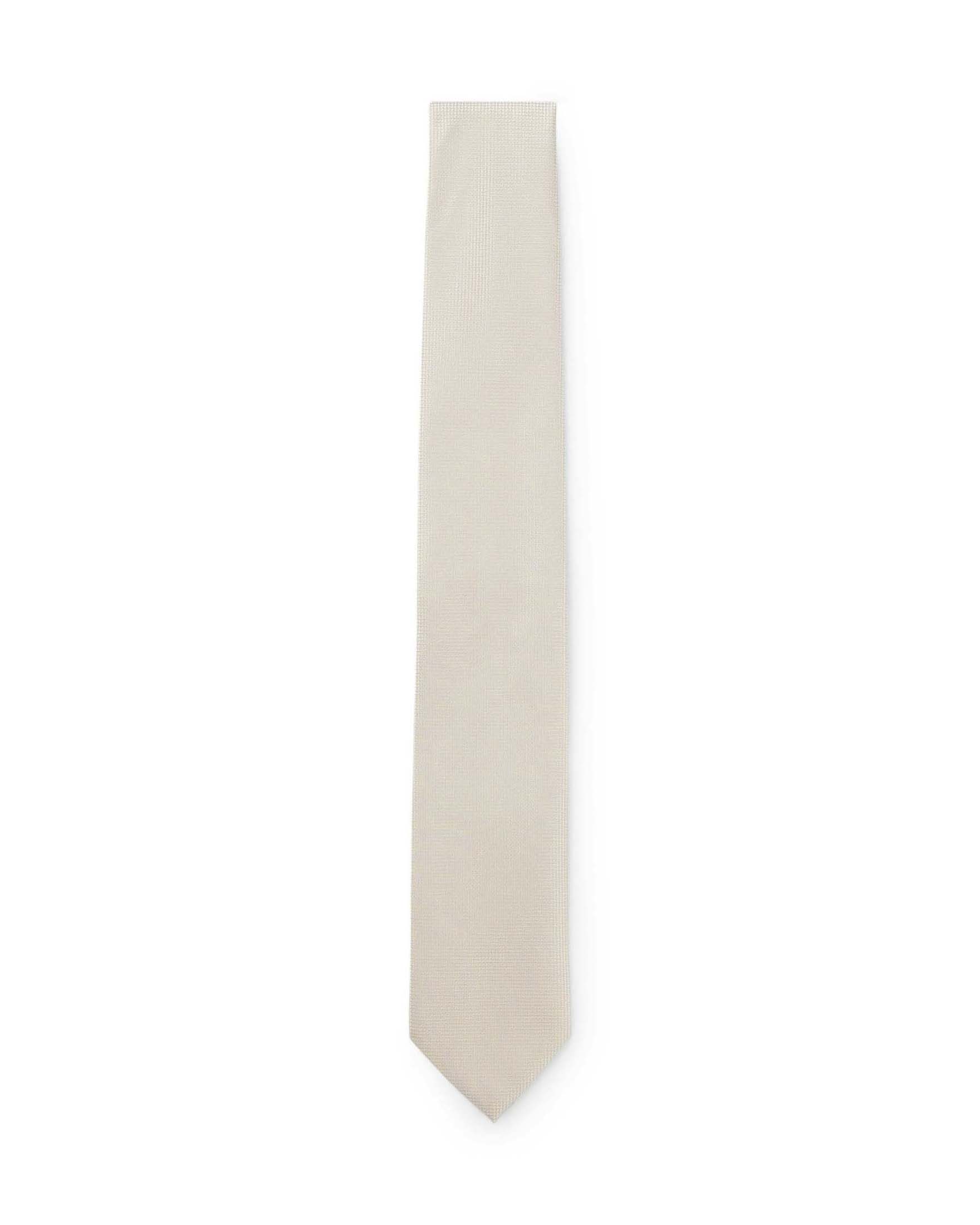 Cravatta Boss beige in misto seta con micro fantasia jacquard