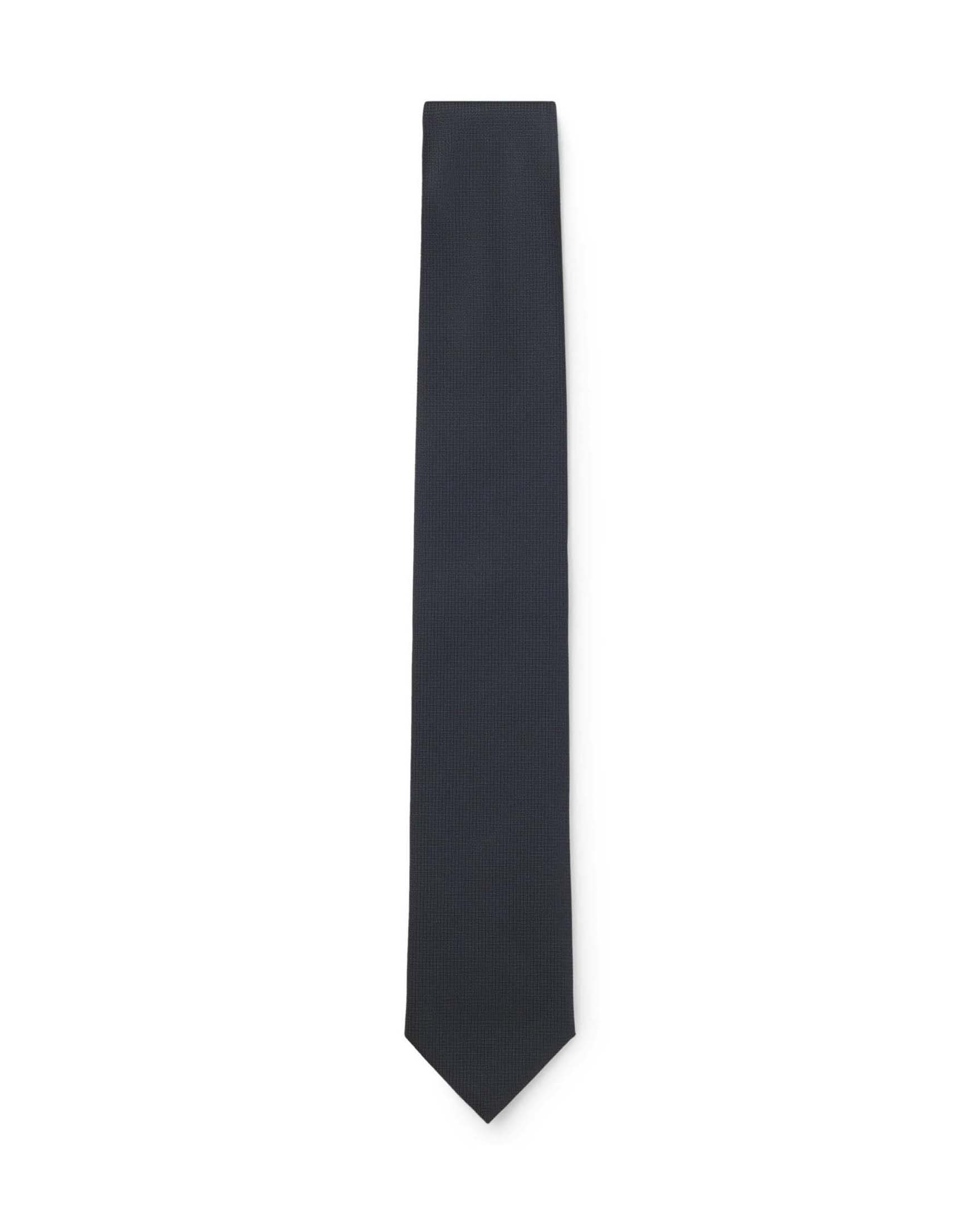 Cravatta Boss blu in misto seta con motivo jacquard