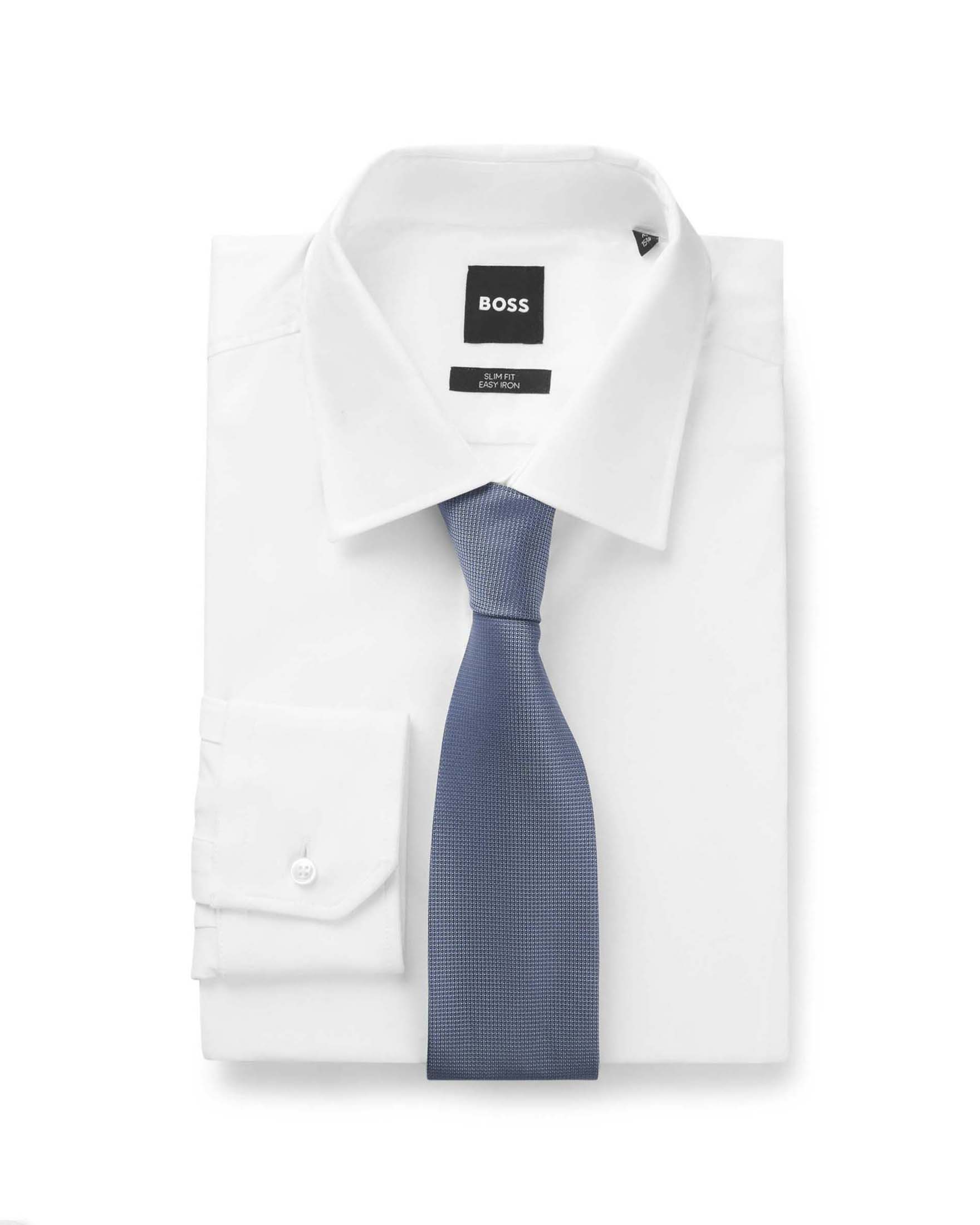 Cravatta Boss indaco in misto seta con motivo jacquard image