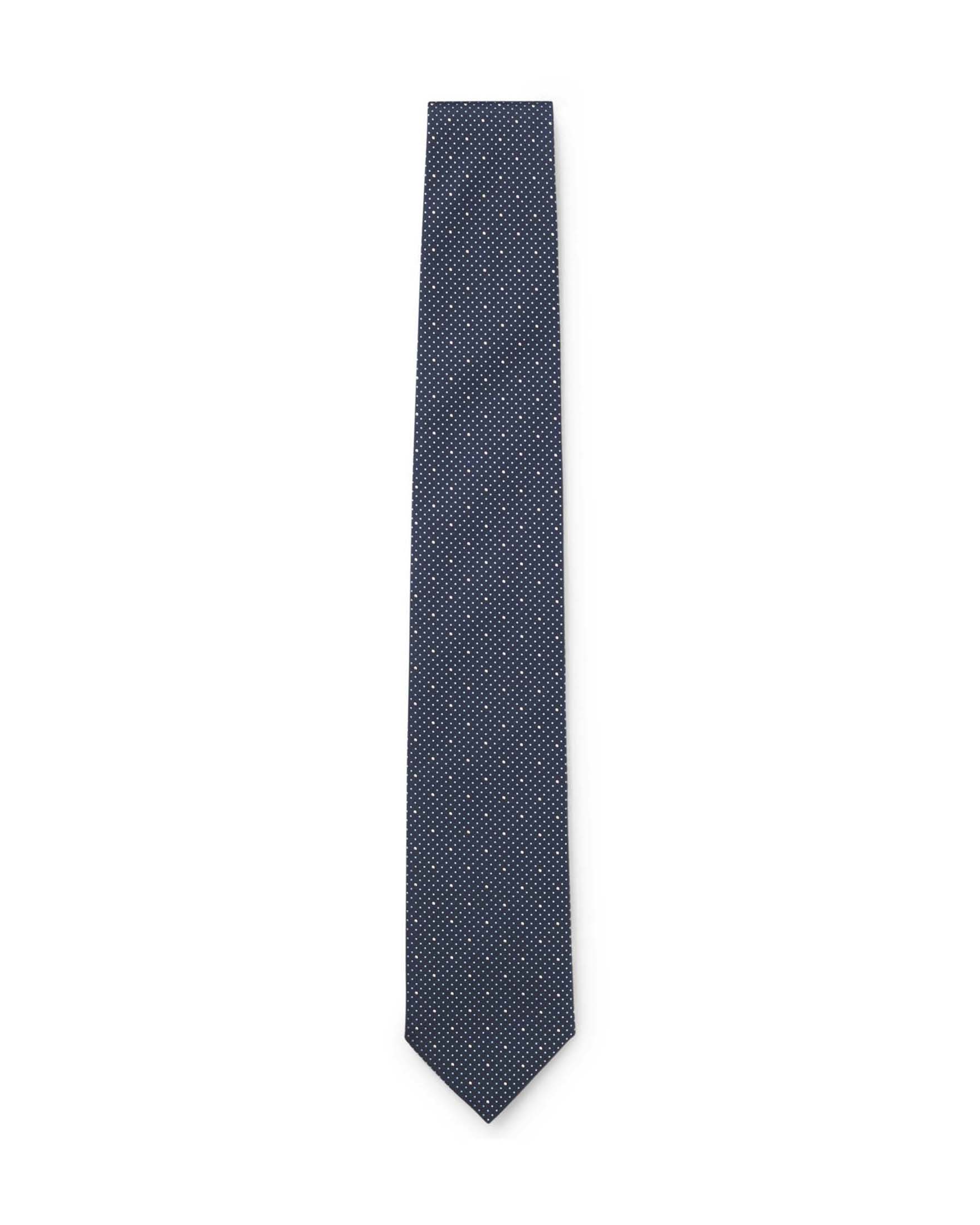 Cravatta Boss blu in misto seta con motivo jacquard a puntini