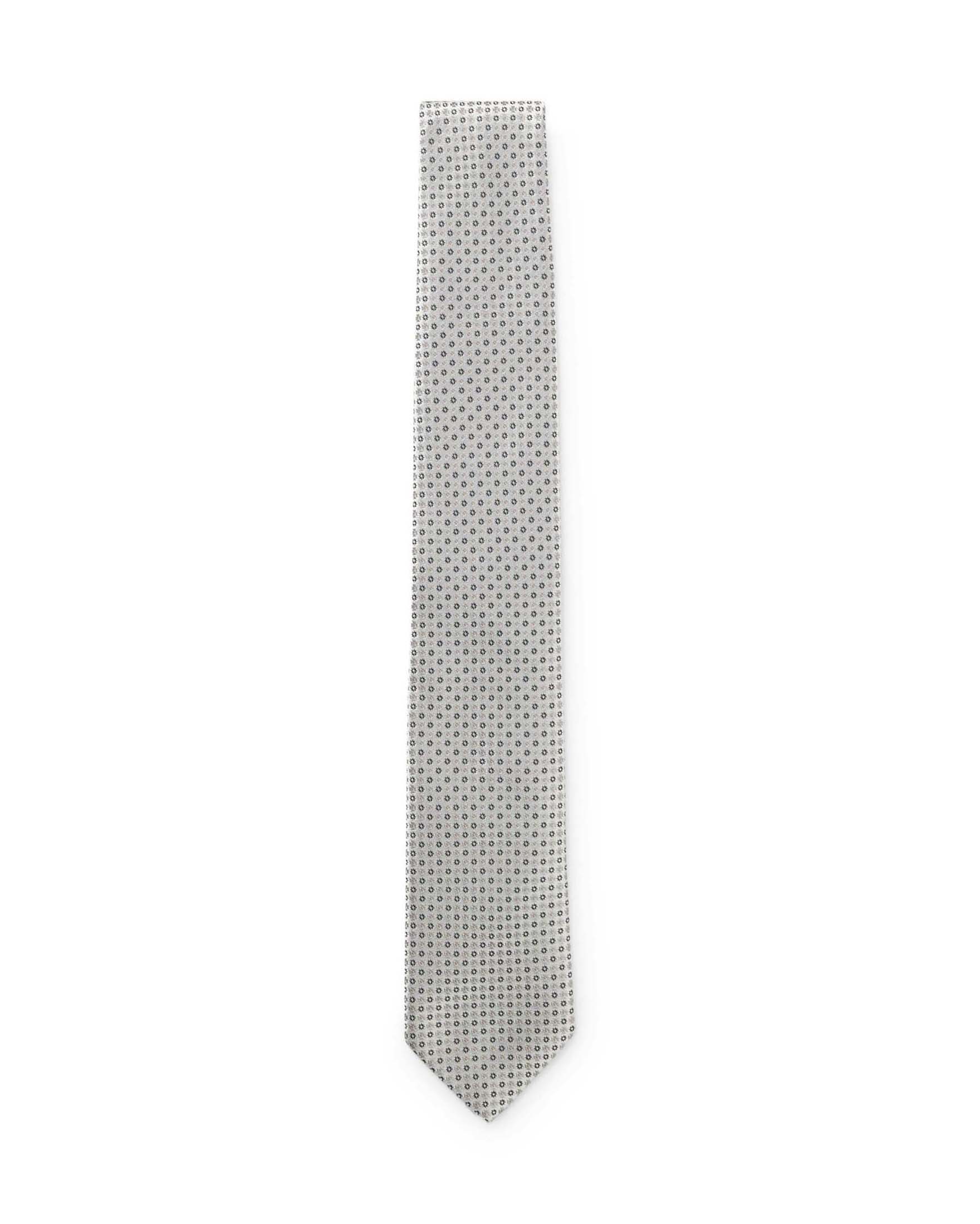 Cravatta Boss argento in misto seta con microfantasia jacquard