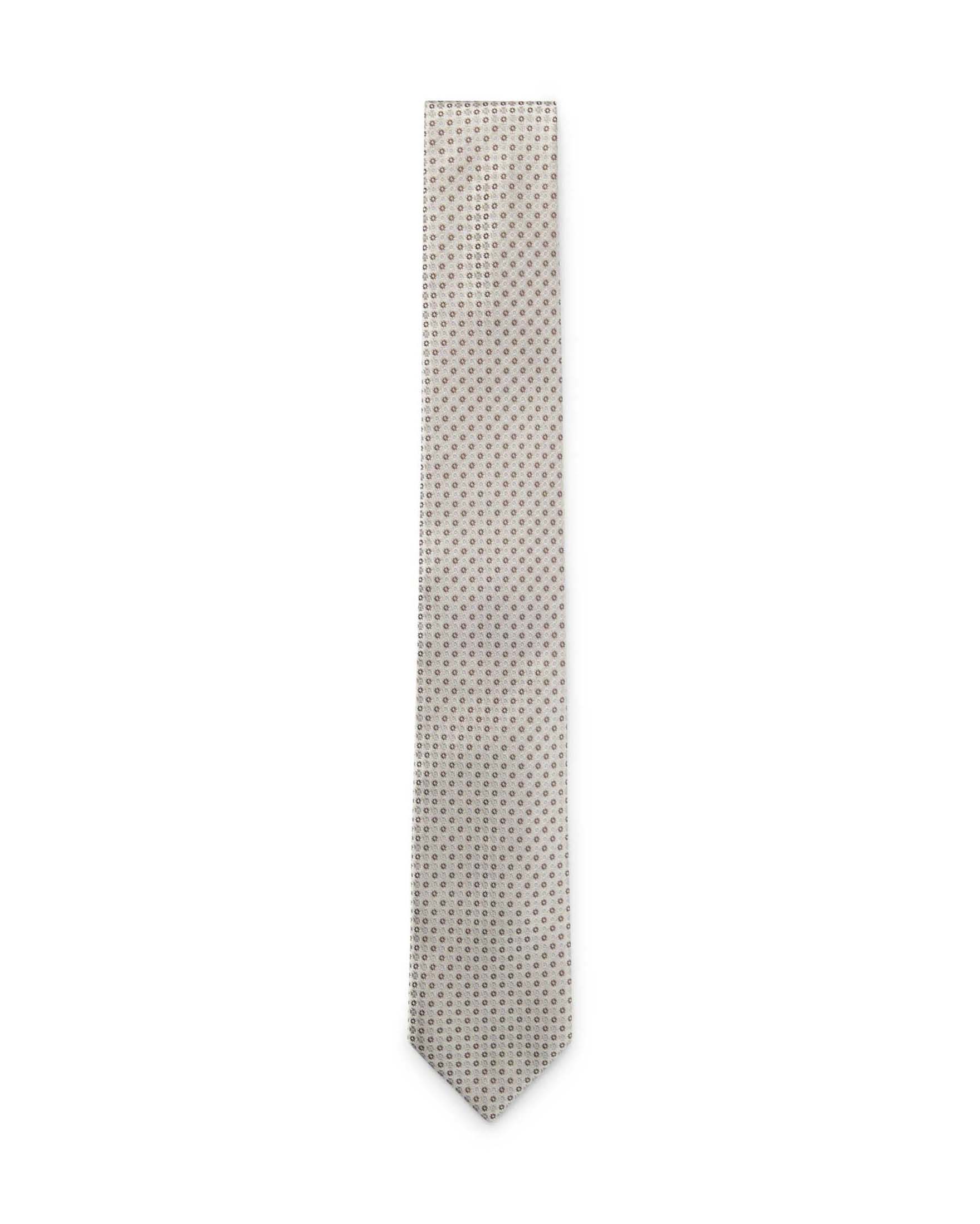 Cravatta Boss beige in misto seta con microfantasia jacquard