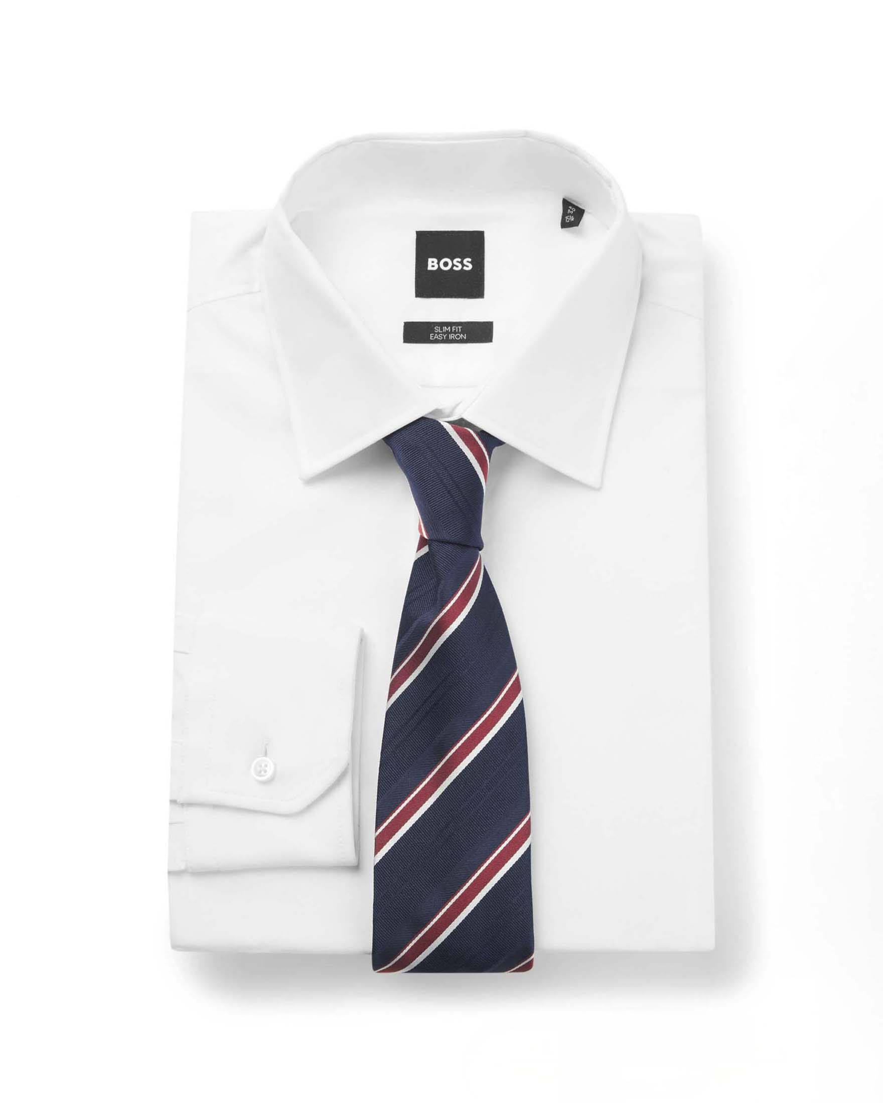 Cravatta Boss regimental blu in misto seta a righe diagonali rosse image