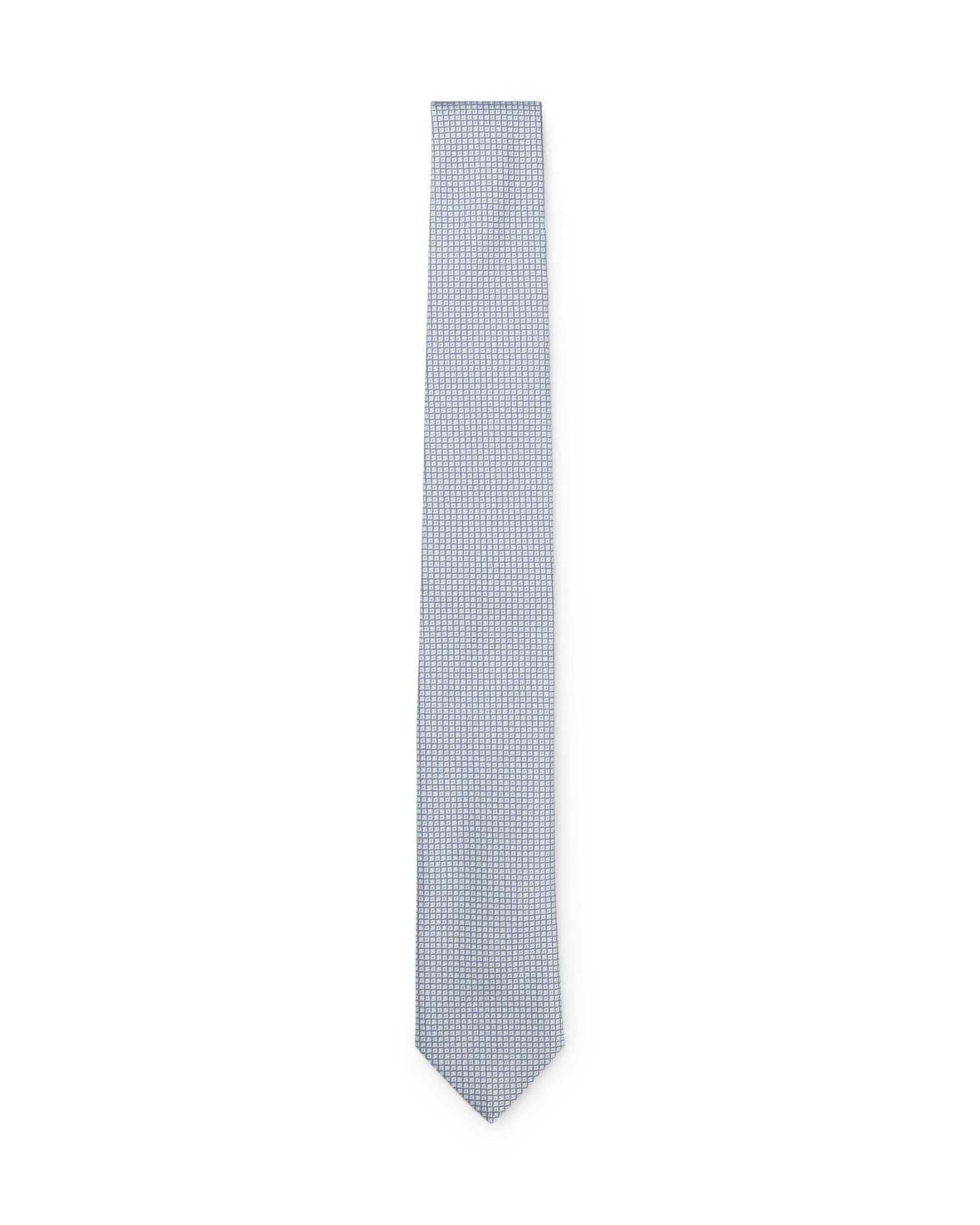 Cravatta Boss azzurra in misto seta con motivo jacquard