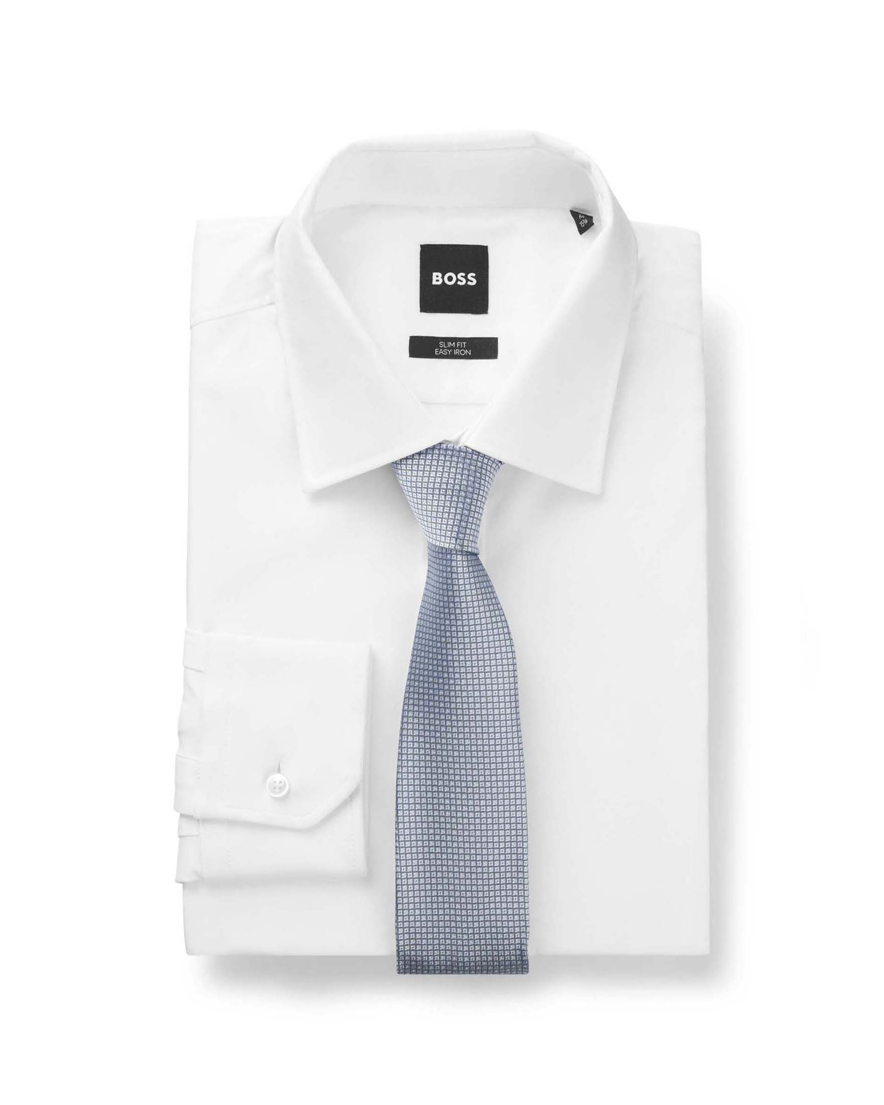 Cravatta Boss azzurra in misto seta con motivo jacquard image