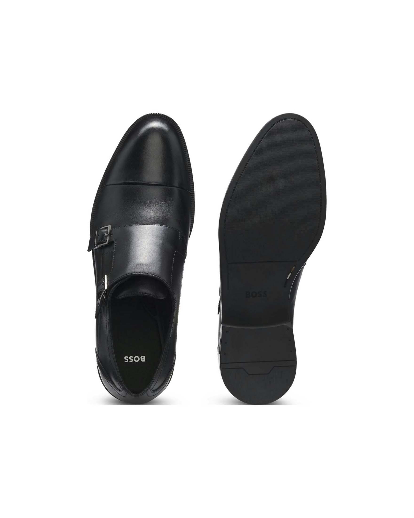 Scarpe eleganti Boss nere in pelle con doppia fibbia image