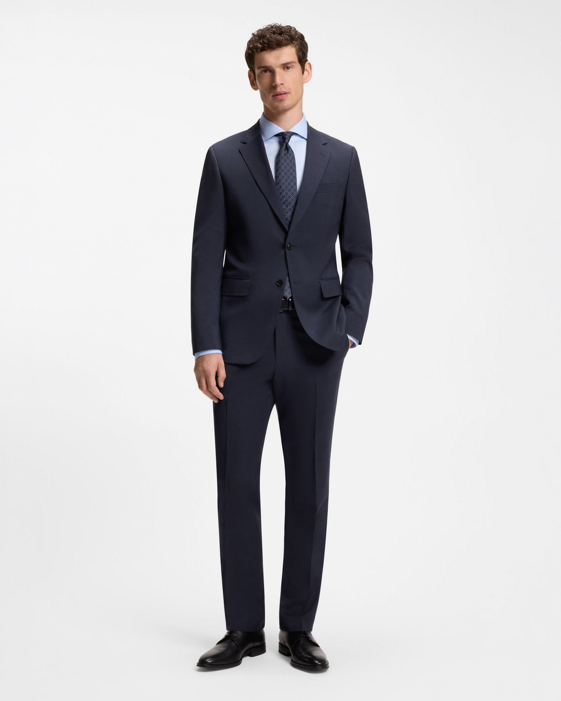 Abito Boss blu in lana con motivo a quadretti
