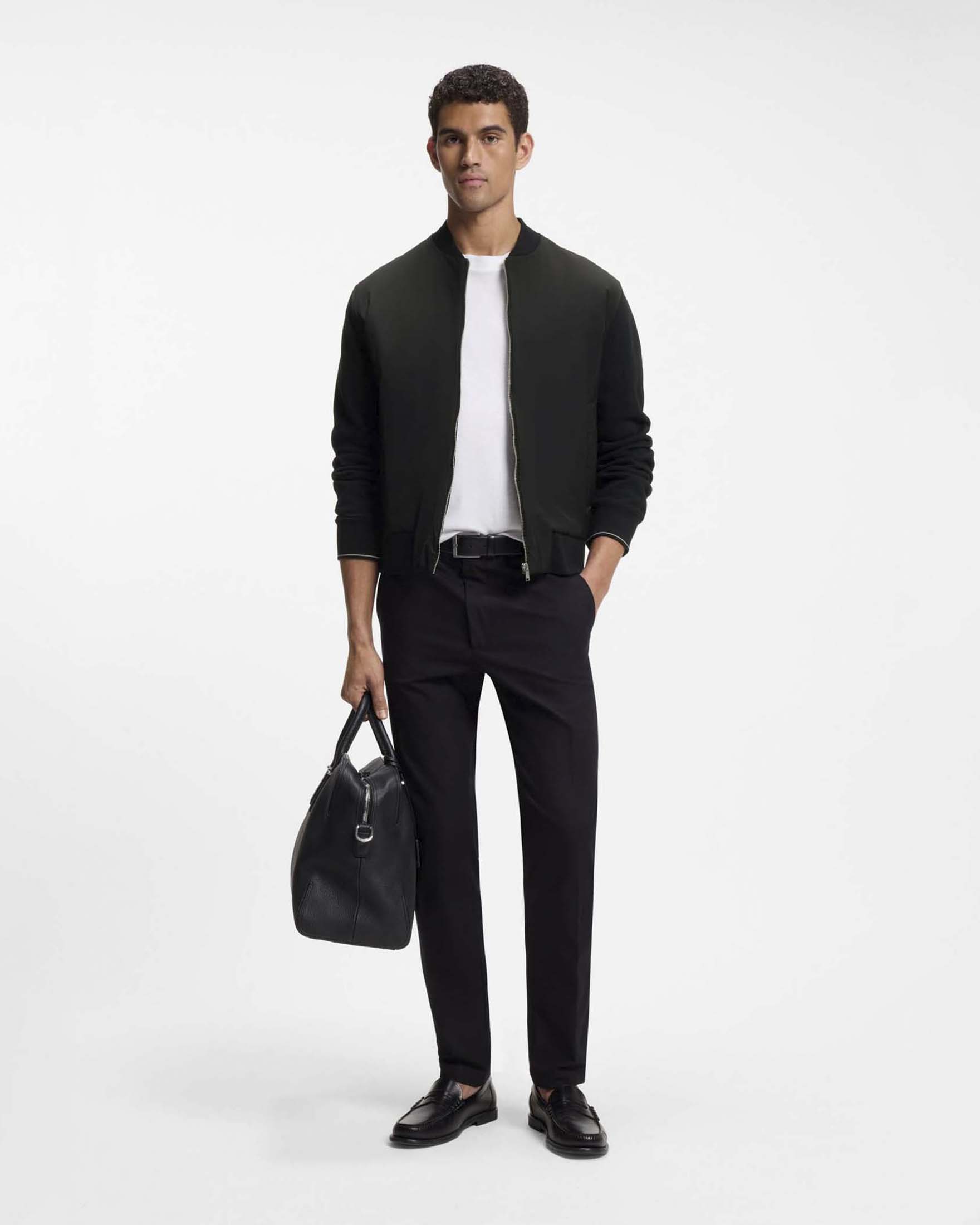 Bomber Boss nero in misto cotone con design ibrido imbottito