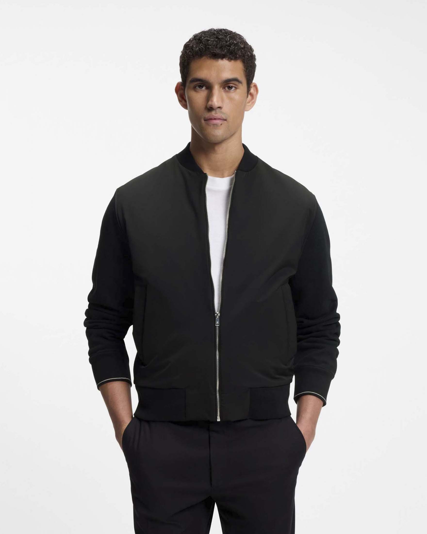 Bomber Boss nero in misto cotone con design ibrido imbottito image