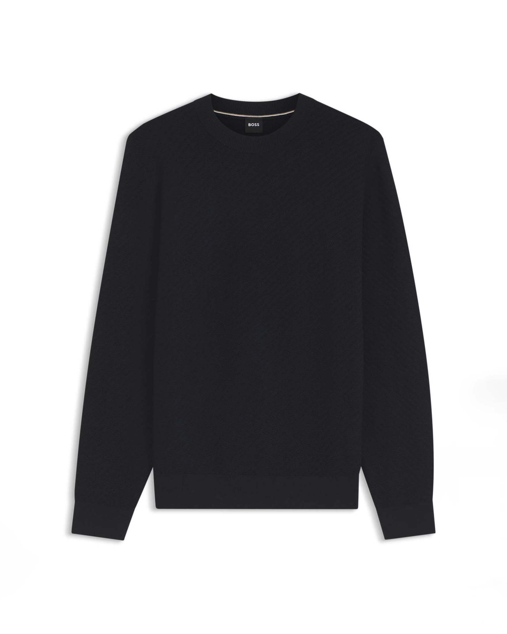 Maglione girocollo Boss blu scuro in cotone