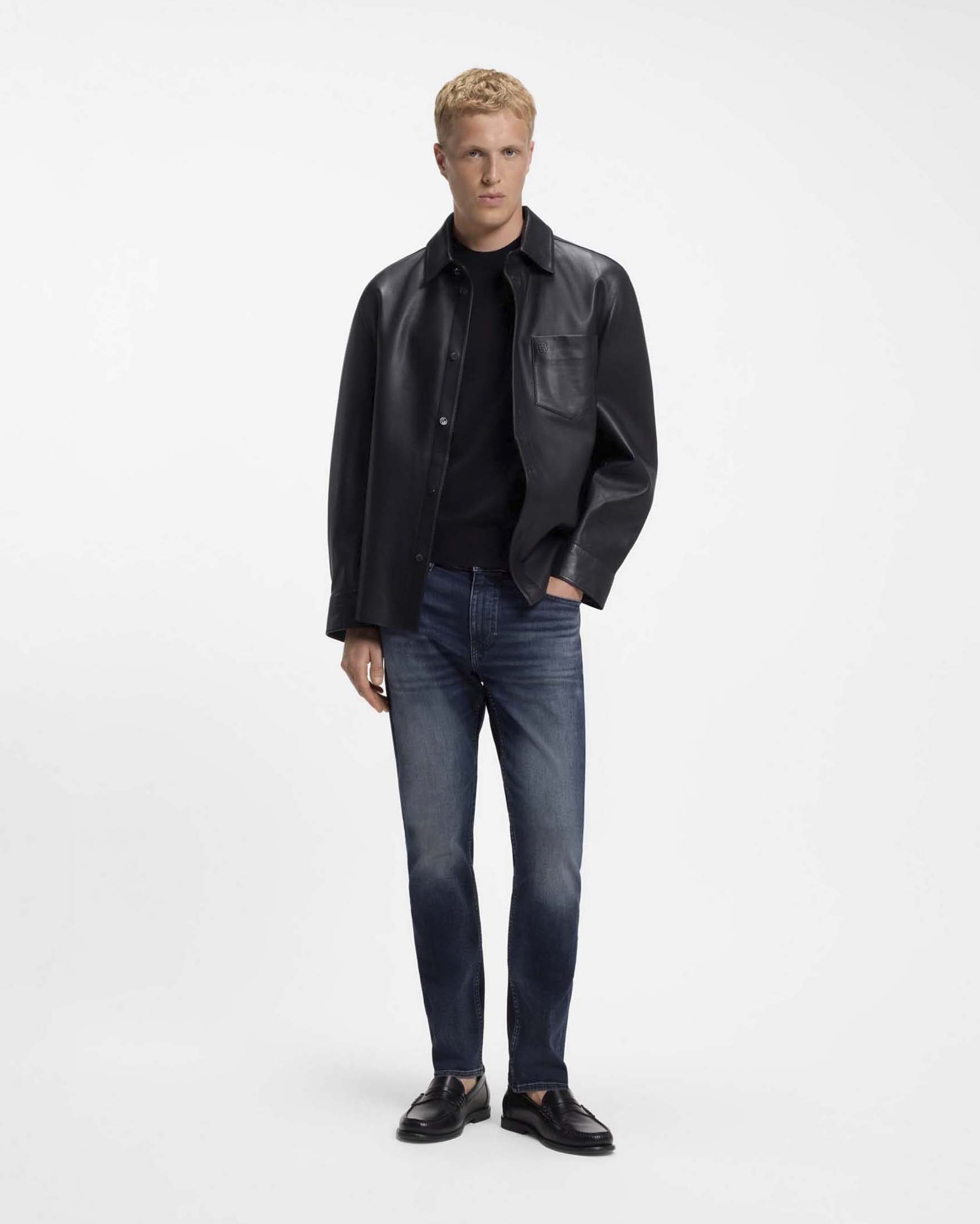 Jeans slim Boss lavaggio scuro in misto cotone