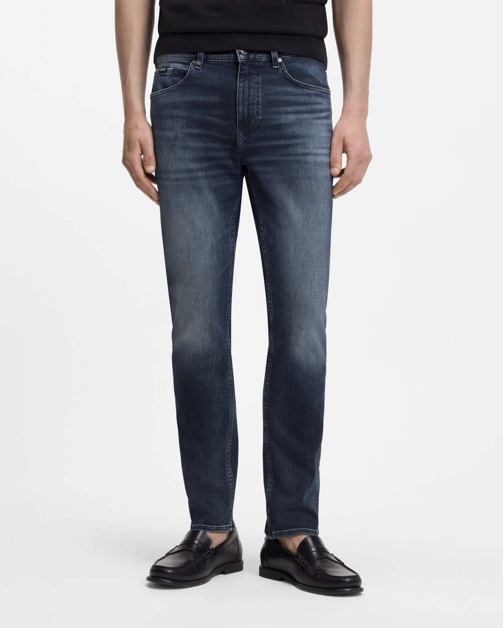 Jeans slim Boss lavaggio scuro in misto cotone image