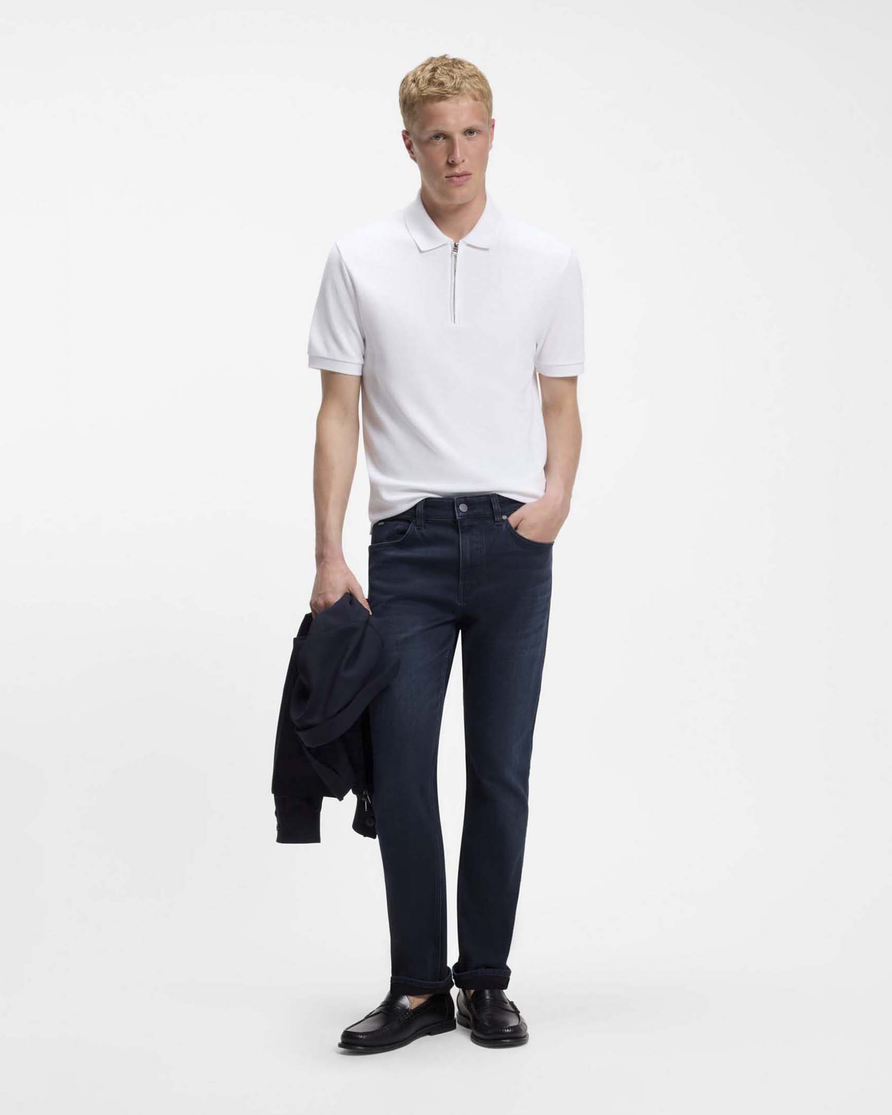 Jeans slim Boss lavaggio scuro in misto cotone elasticizzato