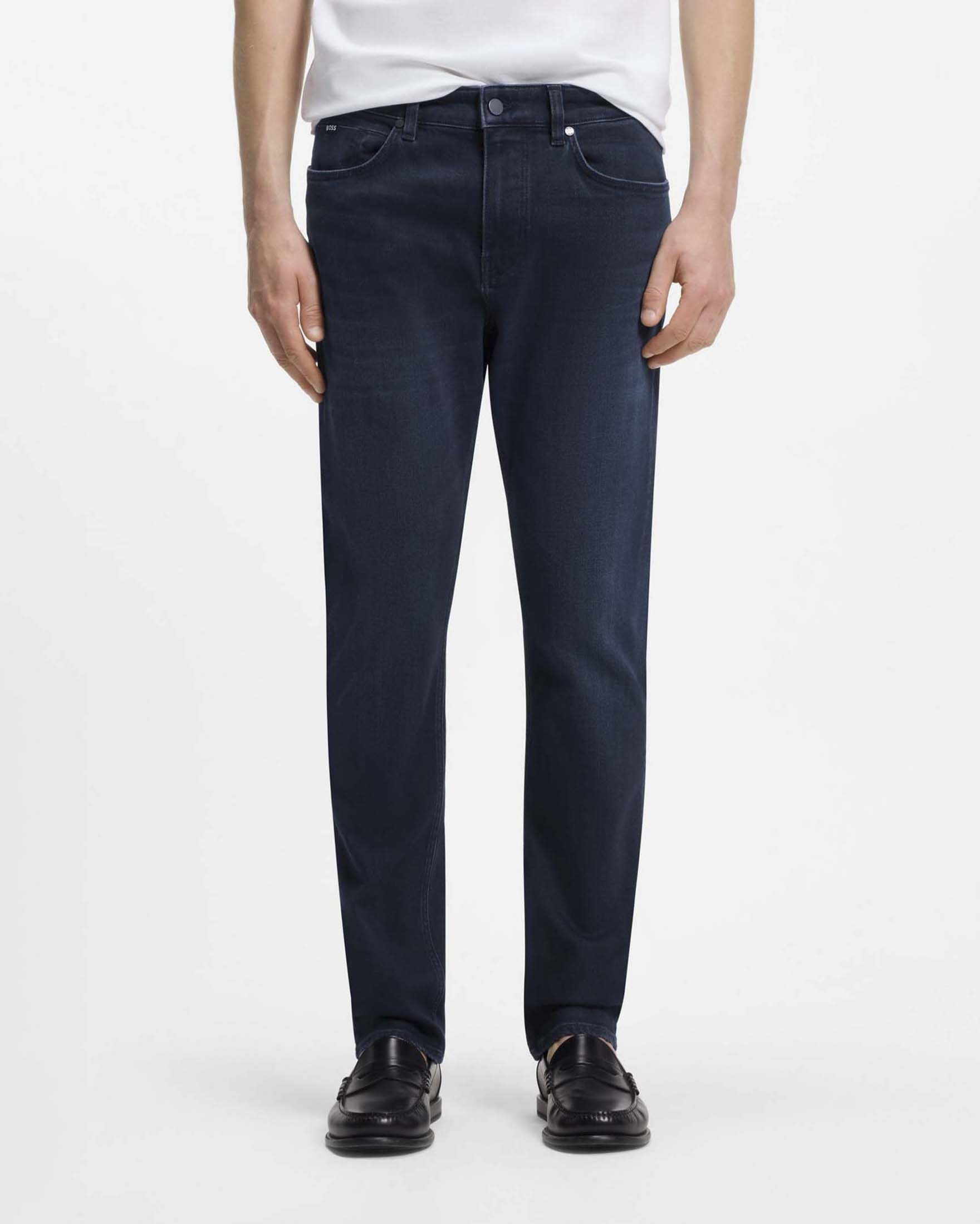 Jeans slim Boss lavaggio scuro in misto cotone elasticizzato image