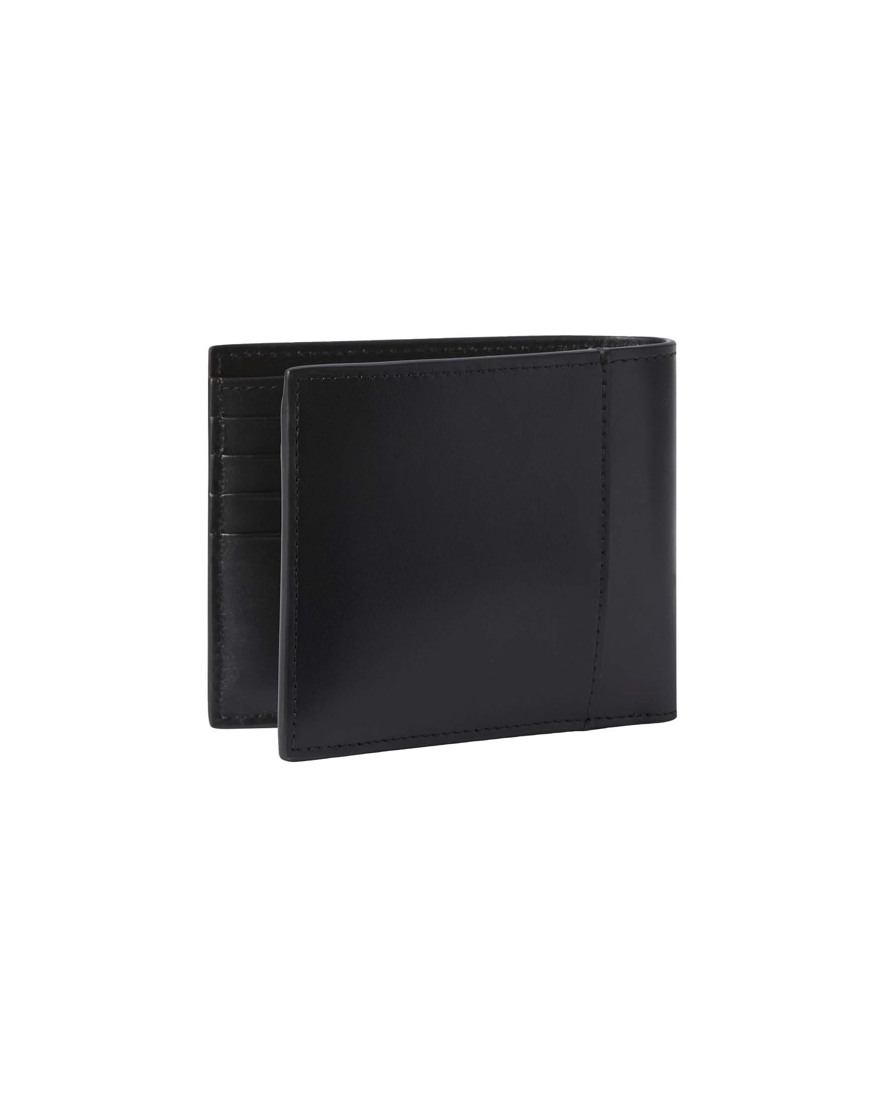 Portafoglio Calvin Klein nero in pelle con portamonete e logo impresso image