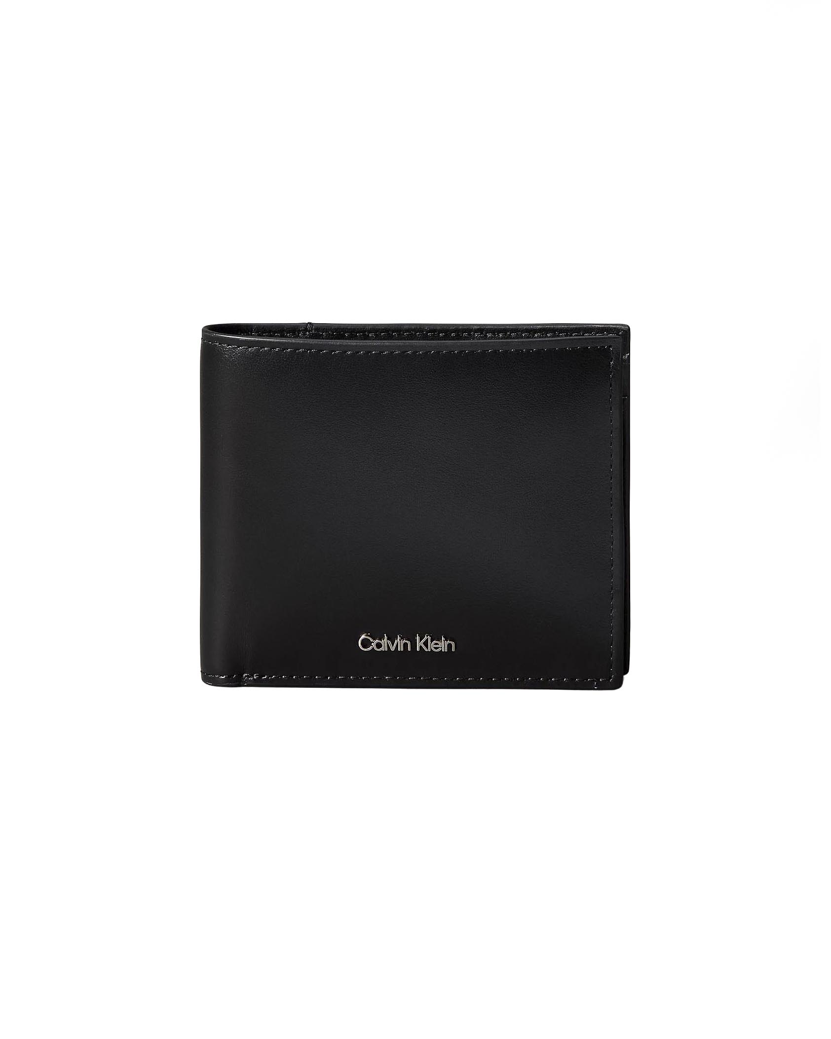 Portafoglio Calvin Klein nero in pelle liscia con portamonete