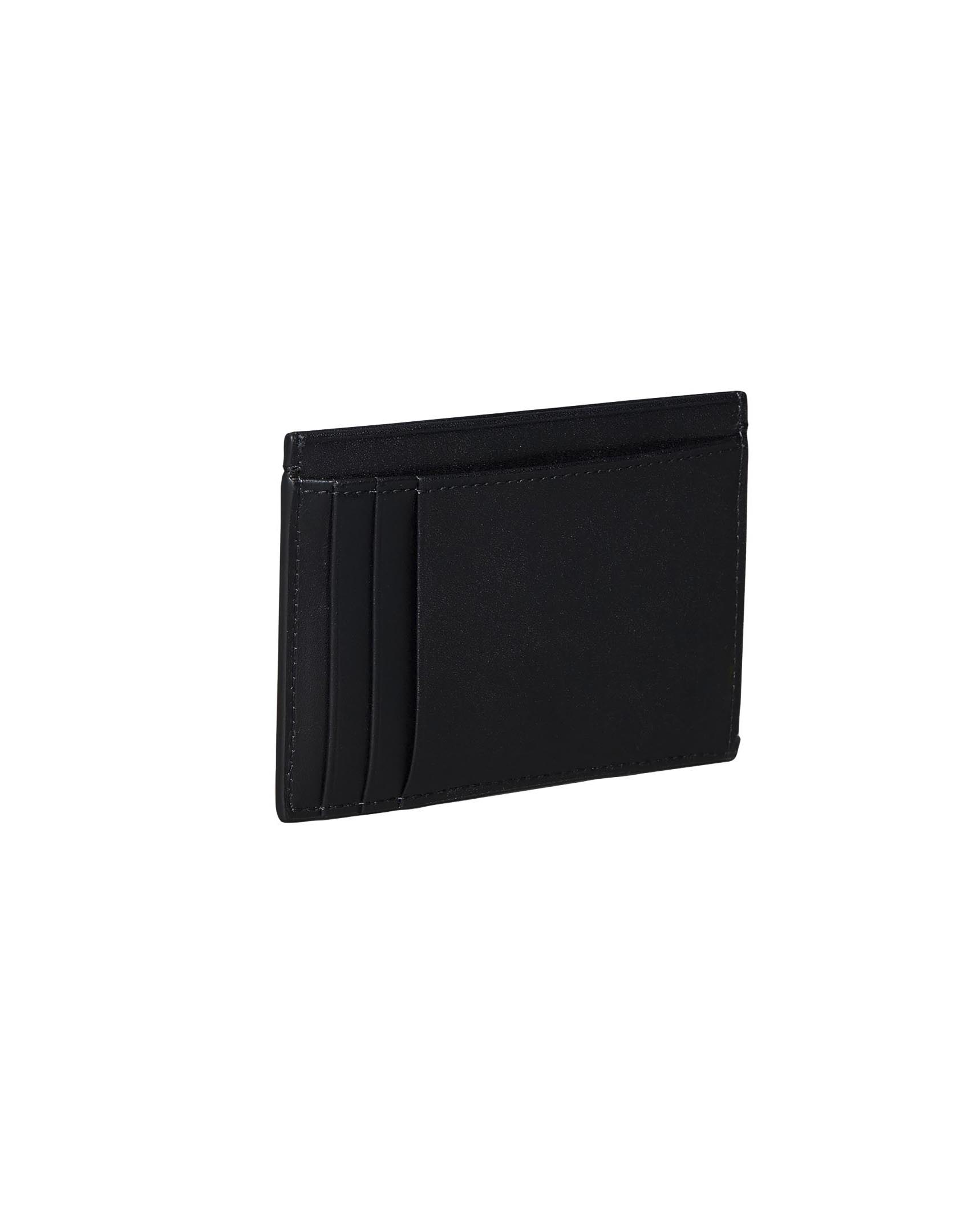 Portacarte verticale Calvin Klein nero in pelle con logo metallico image
