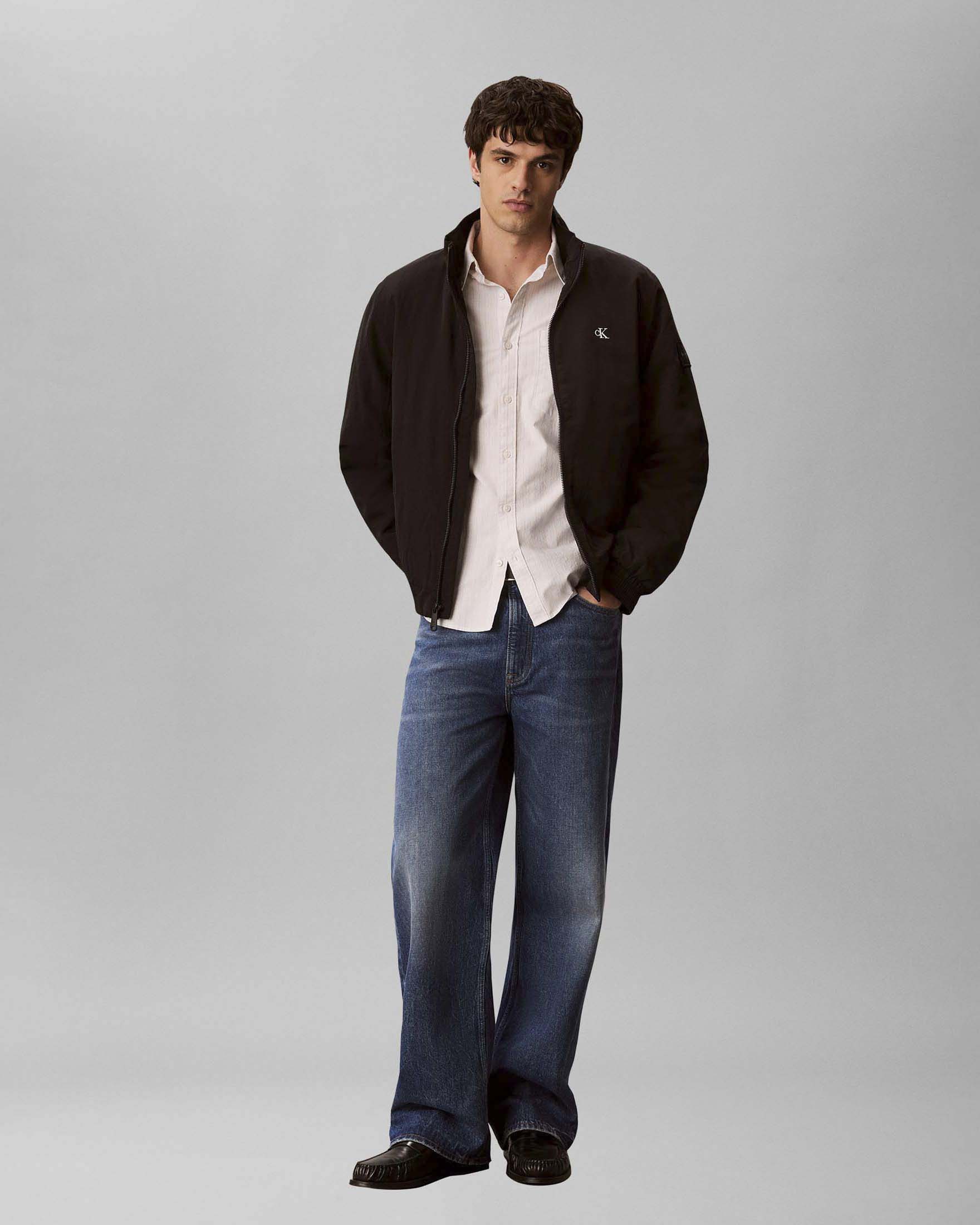 Giubbino sailor Calvin Klein Jeans nero in nylon con logo ricamato