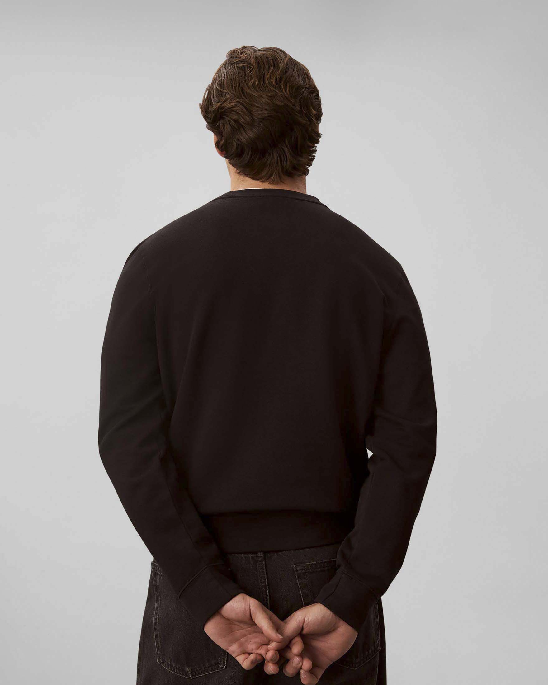 Felpa girocollo Calvin Klein Jeans nera in cotone con stampa logo image