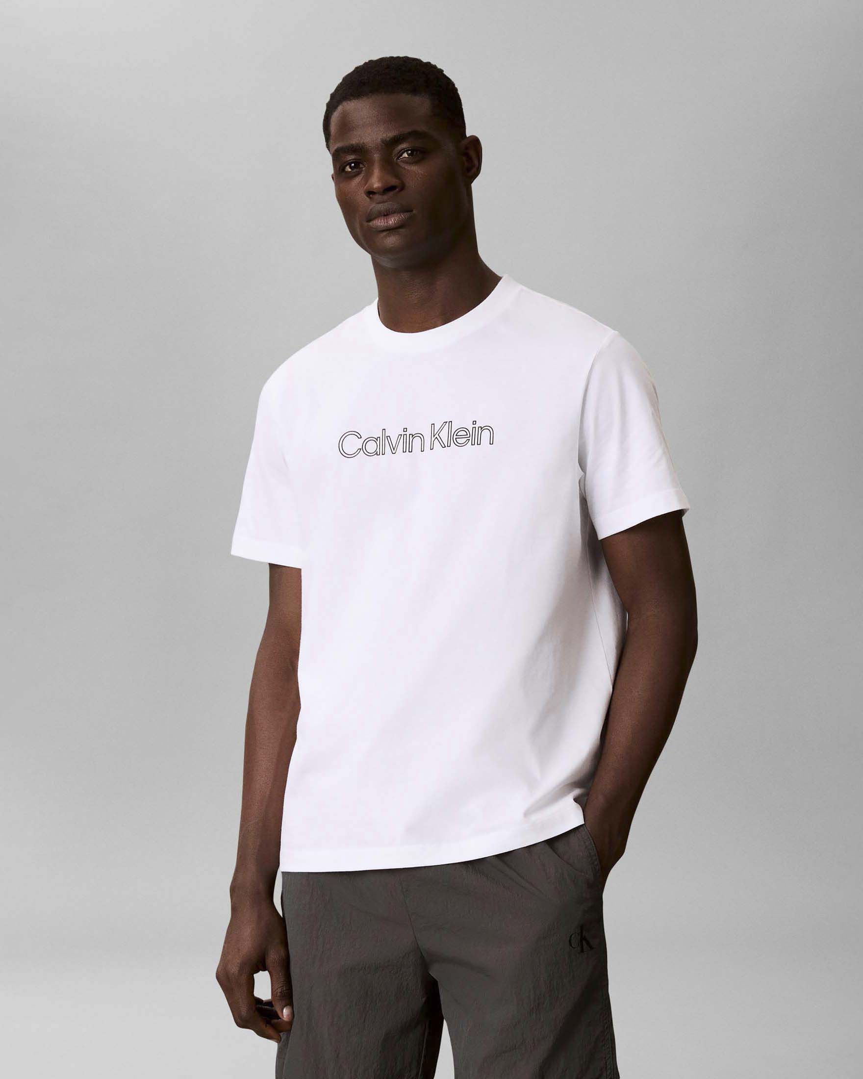 T-shirt Calvin Klein Jeans bianca in cotone con stampa logo
