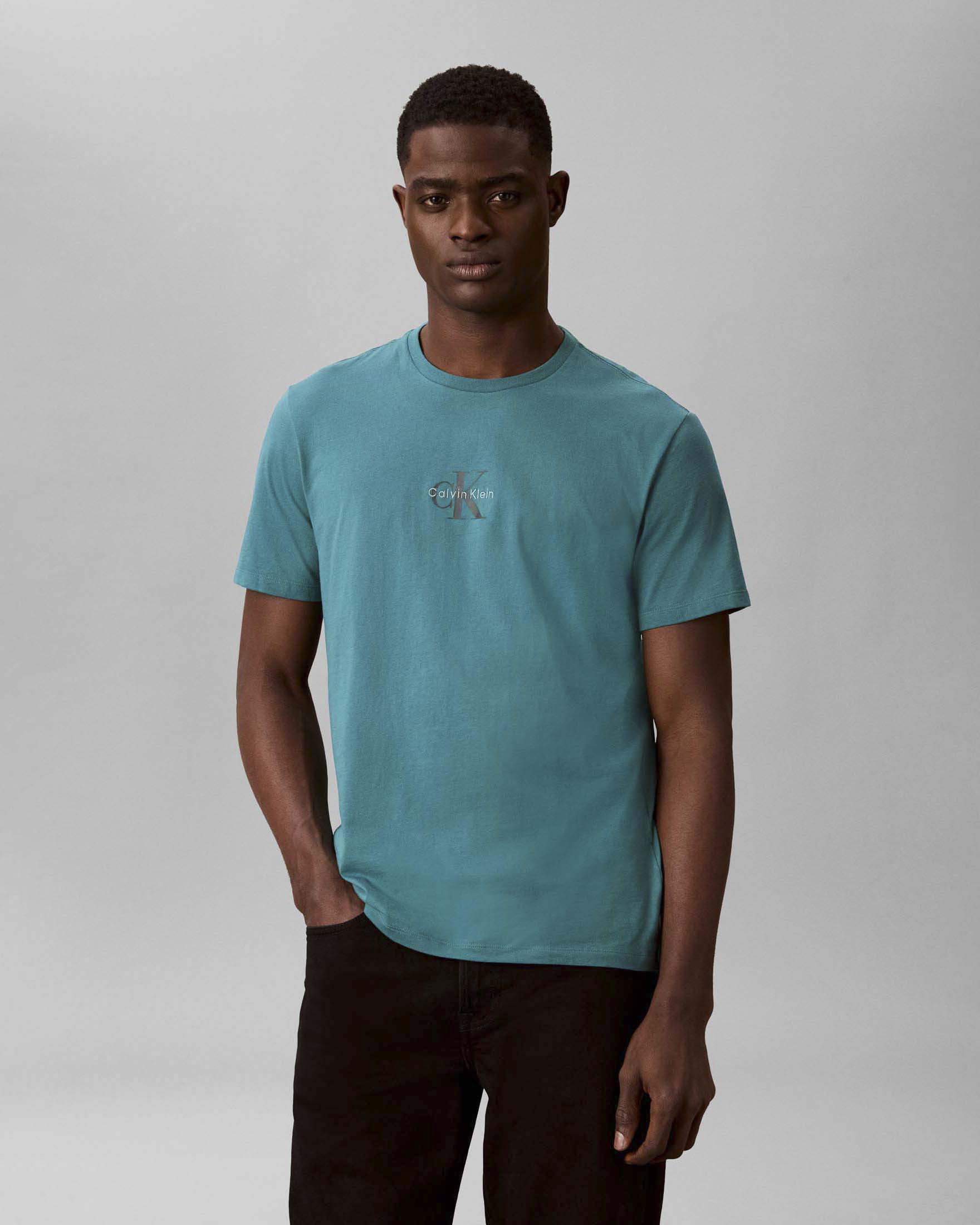 T-shirt Calvin Klein Jeans ottanio in cotone con stampa logo monogramma