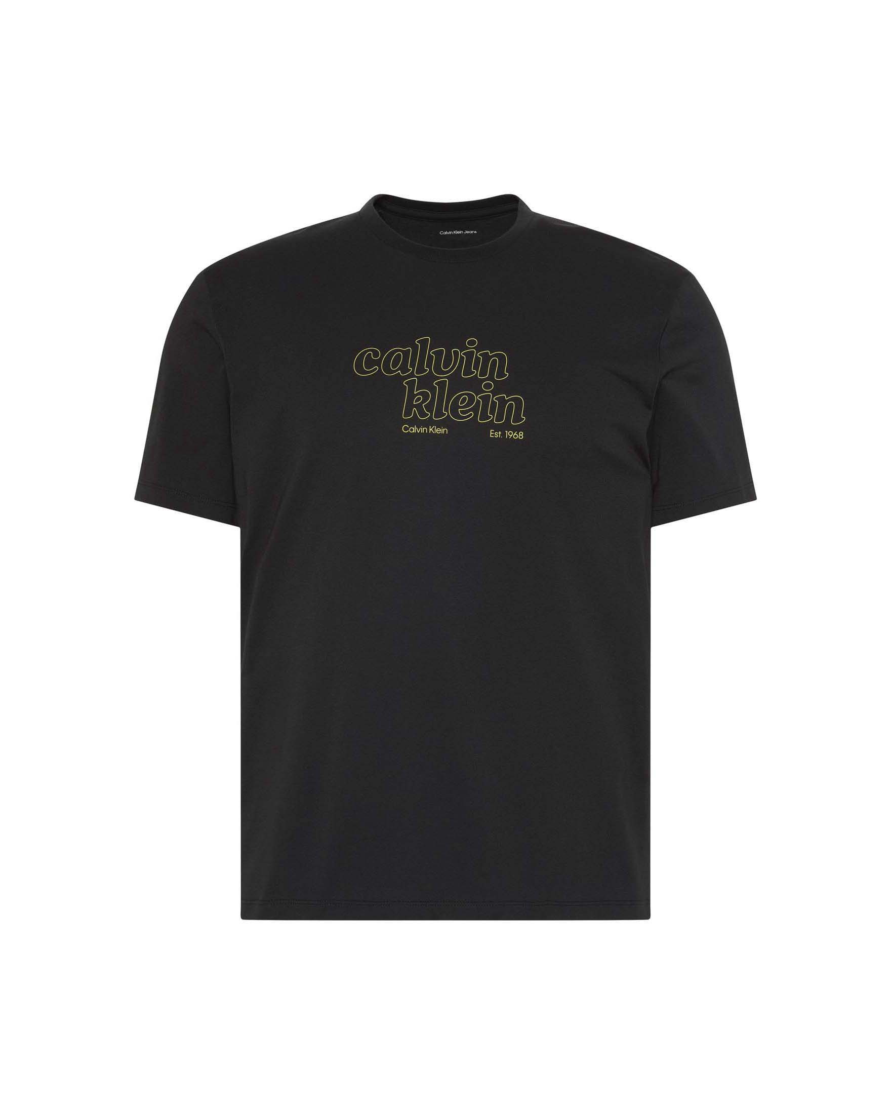 T-shirt mezza manica Calvin Klein nera in cotone con stampa logo