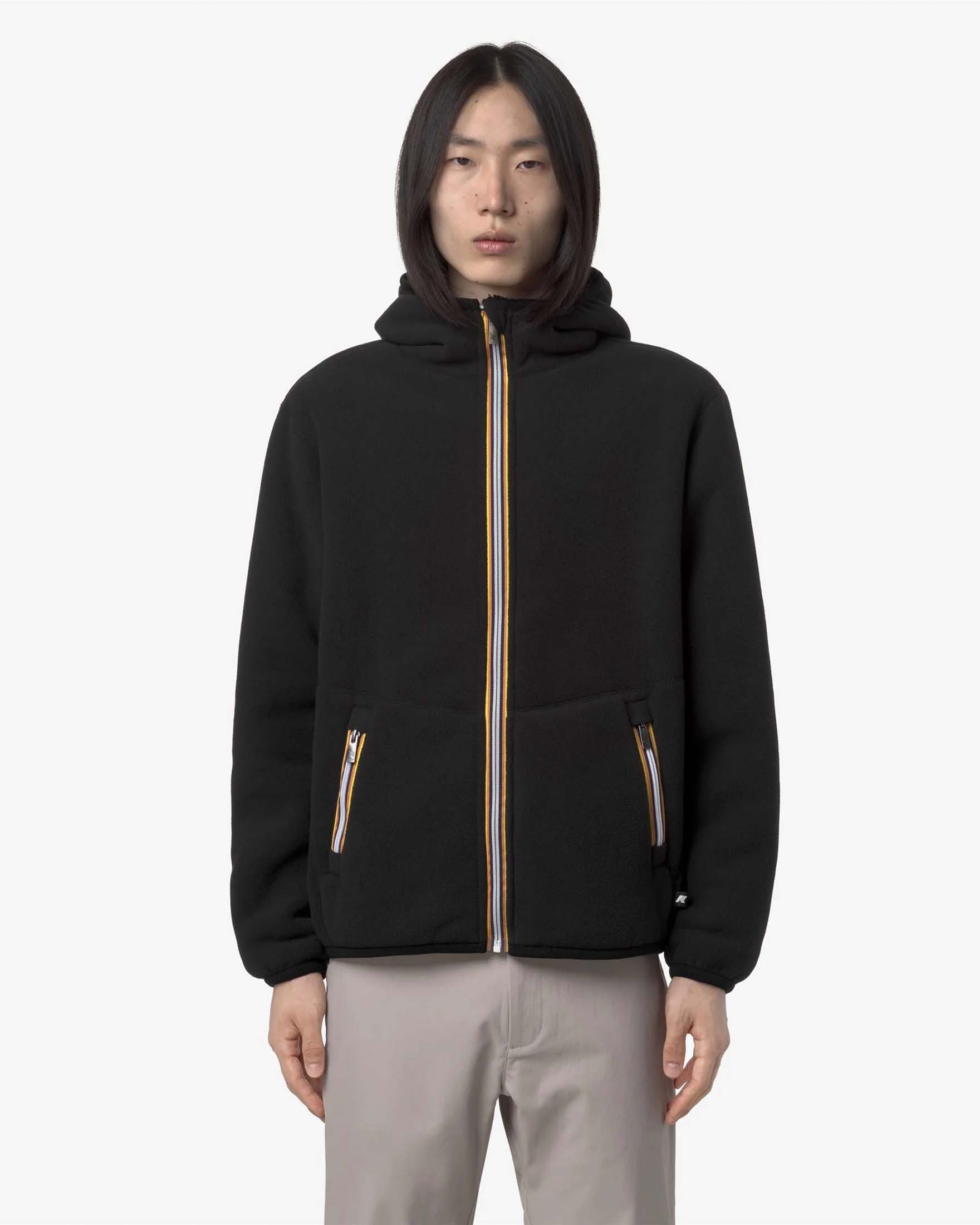 Felpa Jack Sherpa Polar nera in pile reversibile in sherpa con cappuccio e chiusura a cerniera image