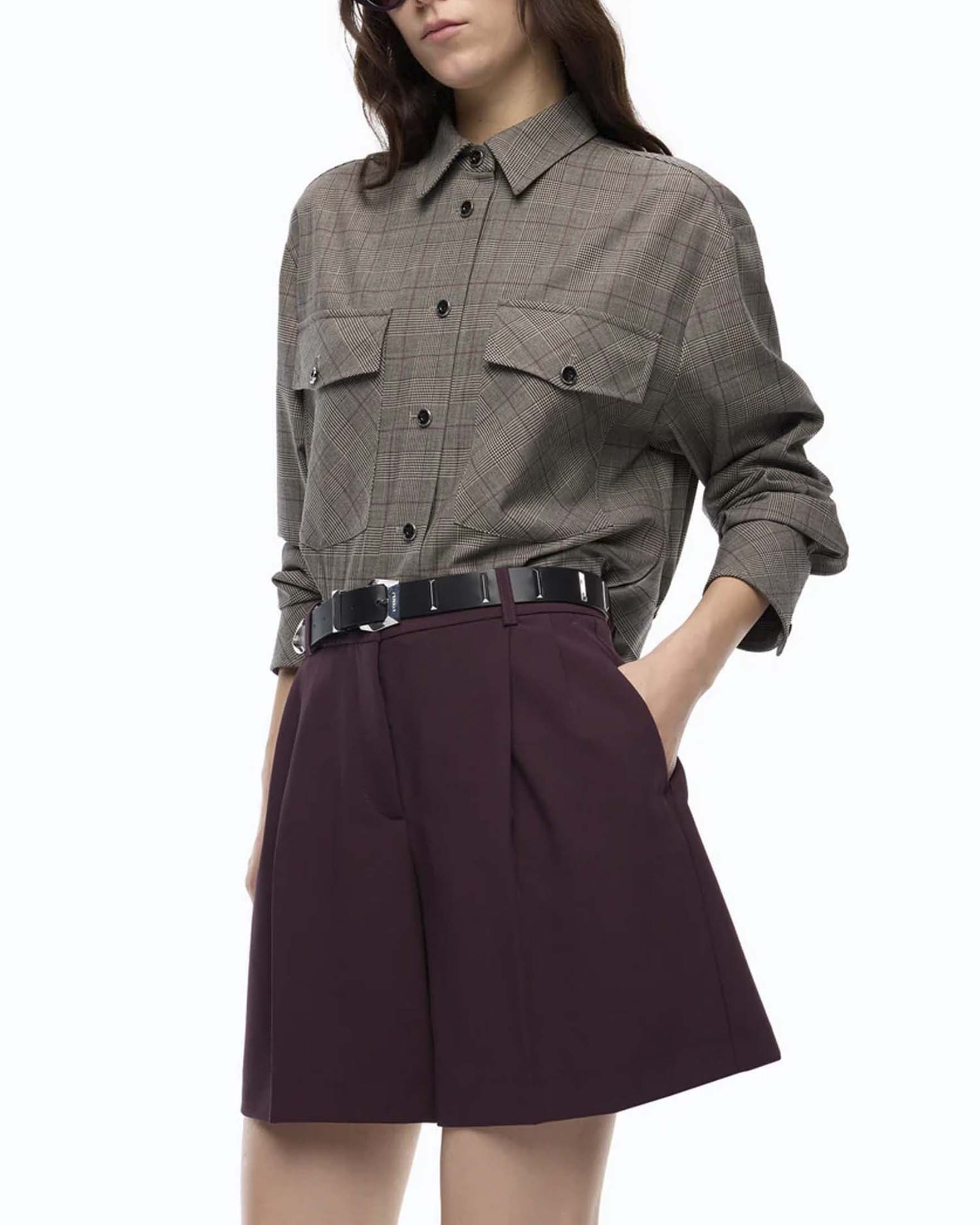 Giacca camicia cropped Pinko in misto lana principe di Galles