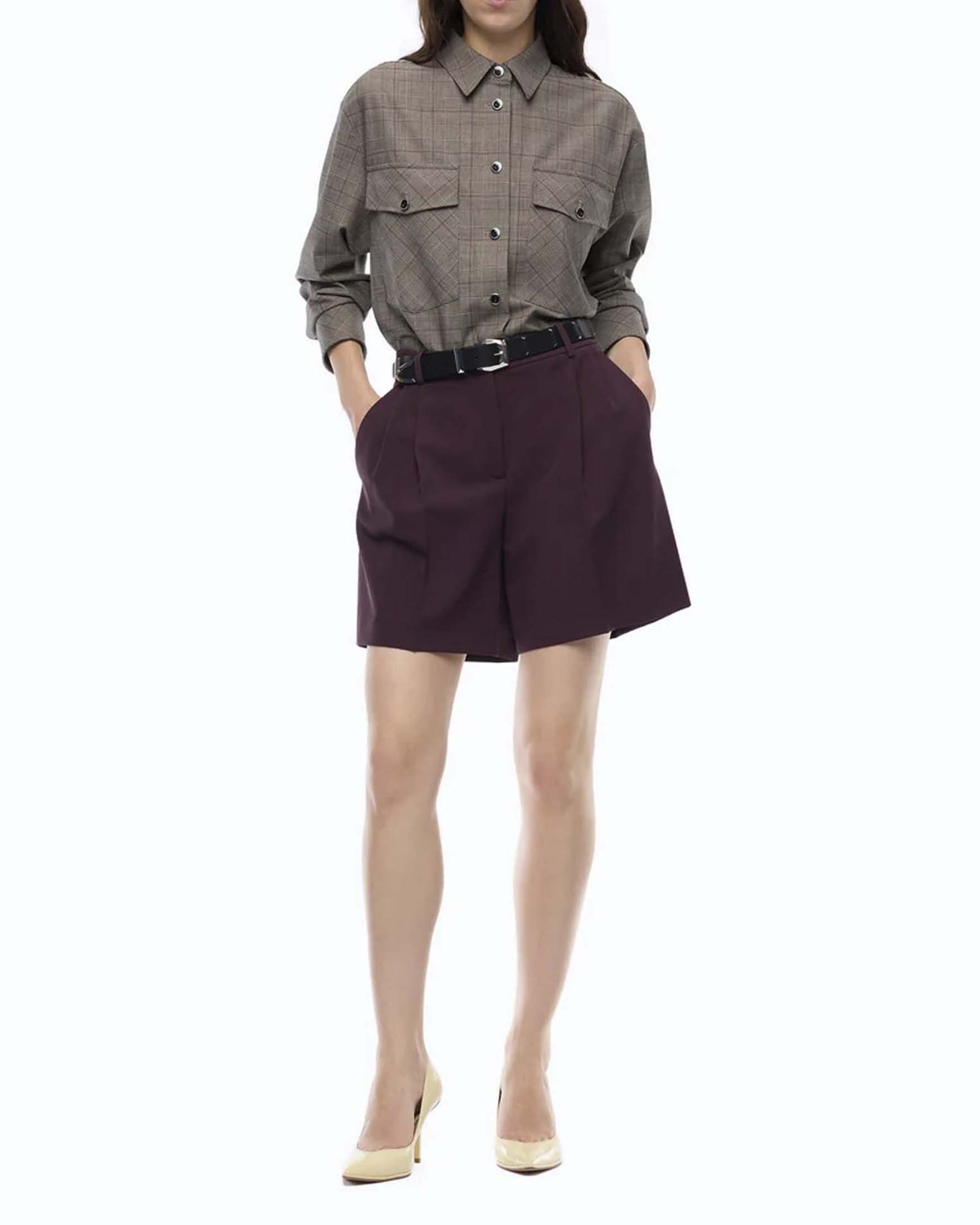 Giacca camicia cropped Pinko in misto lana principe di Galles image