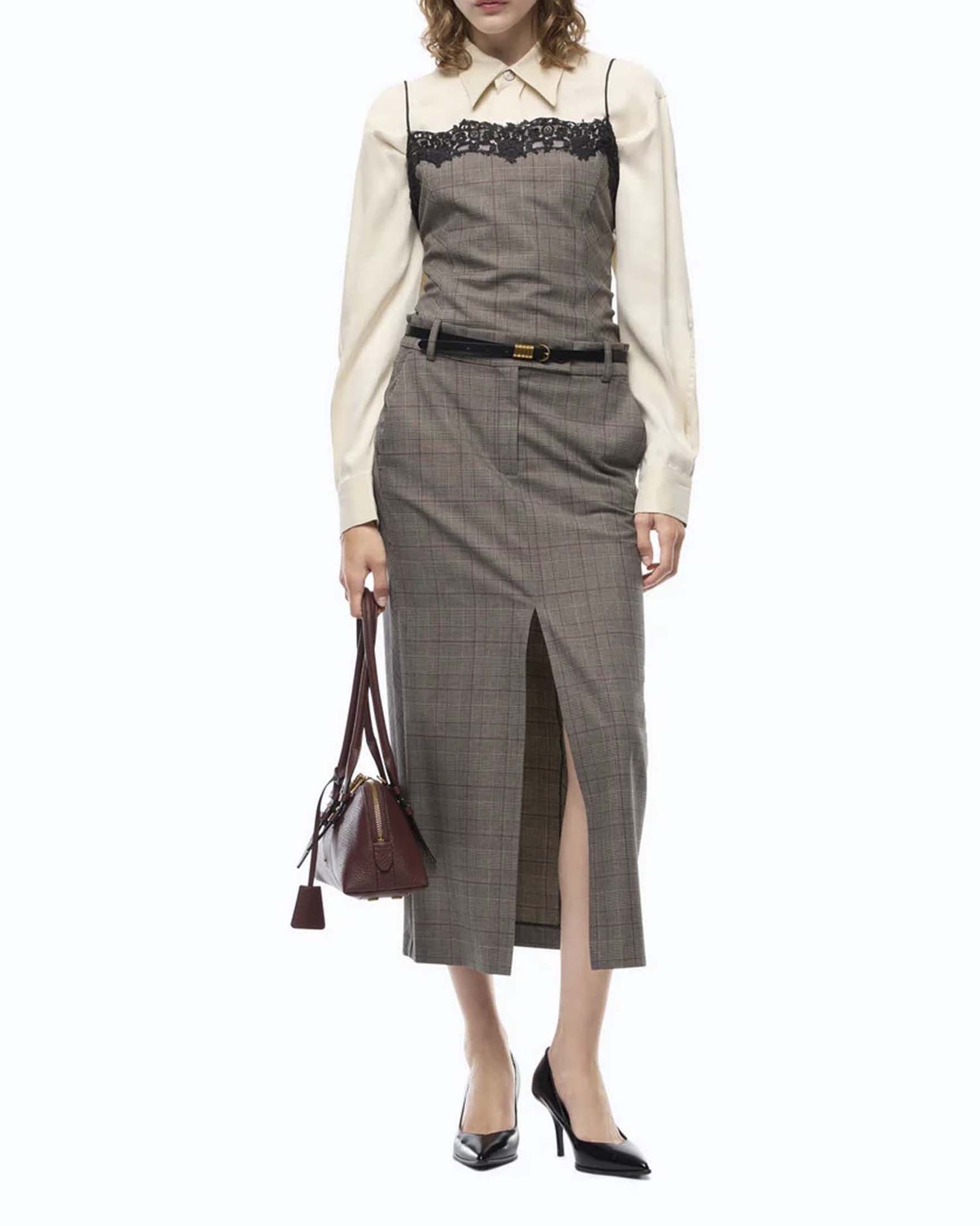 Gonna longuette pencil Pinko in misto lana principe di Galles
