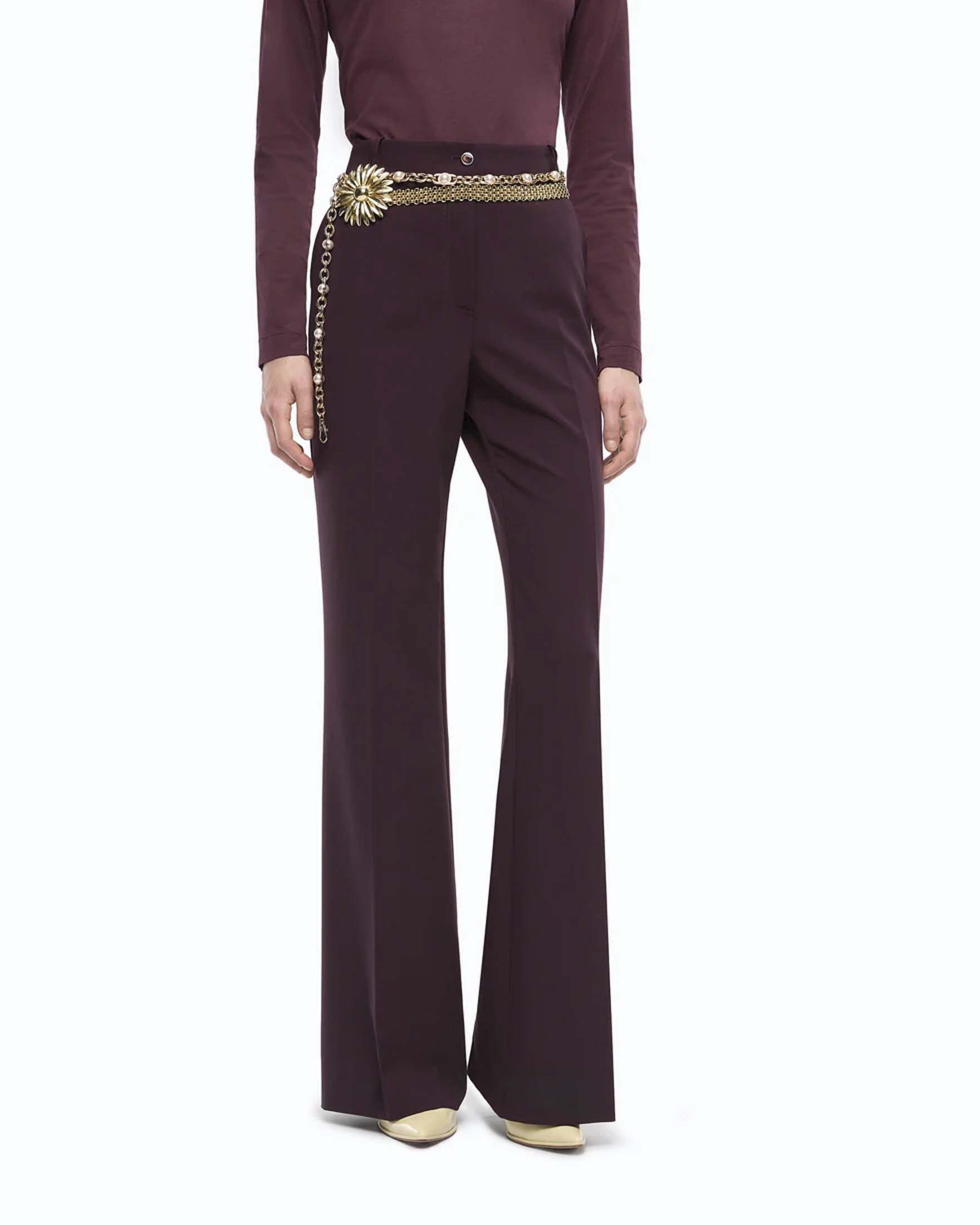 Pantaloni a palazzo Pinko neri in fresco di lana a vita alta con piega stirata image