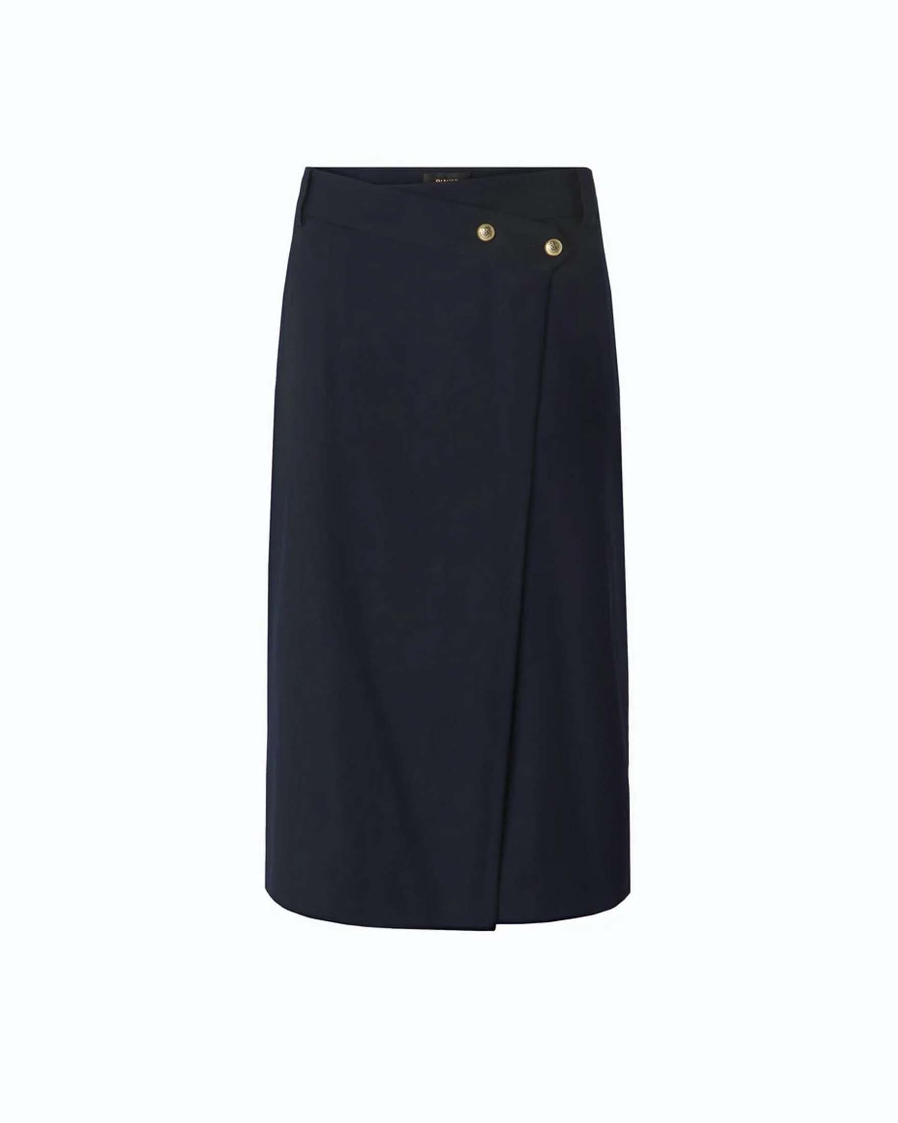 Gonna longuette a portafoglio Pinko blu in misto lana stretch con passanti da cintura