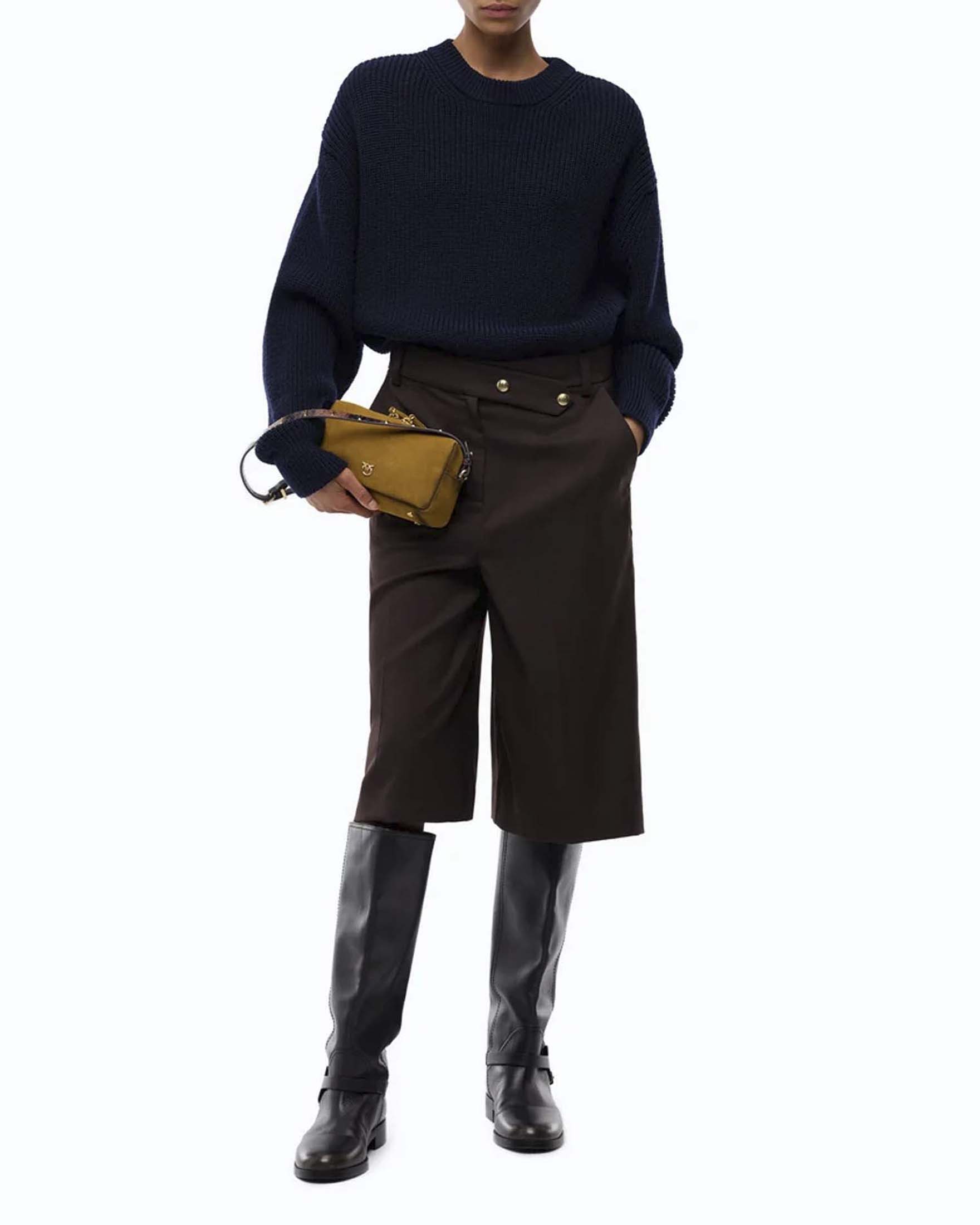Pullover ovesize Pinko blu in pura lana a costa inglese image