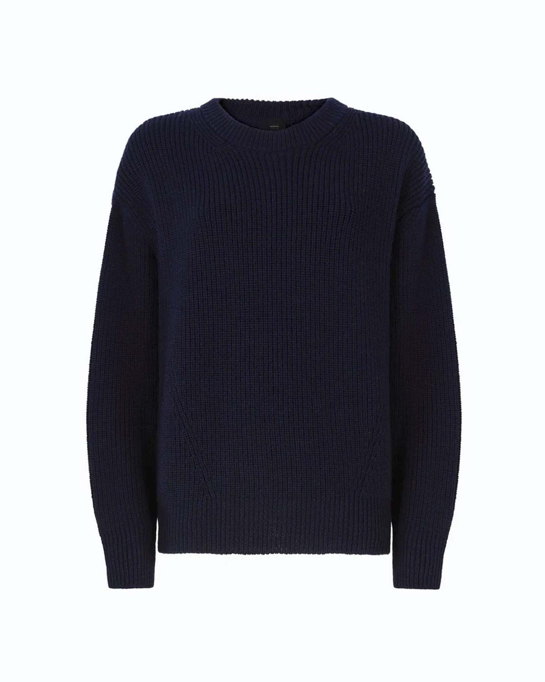 Pullover ovesize Pinko blu in pura lana a costa inglese