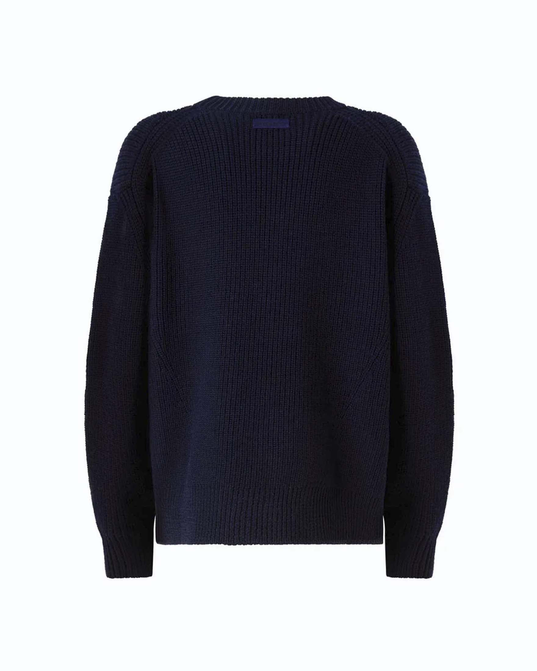 Pullover ovesize Pinko blu in pura lana a costa inglese
