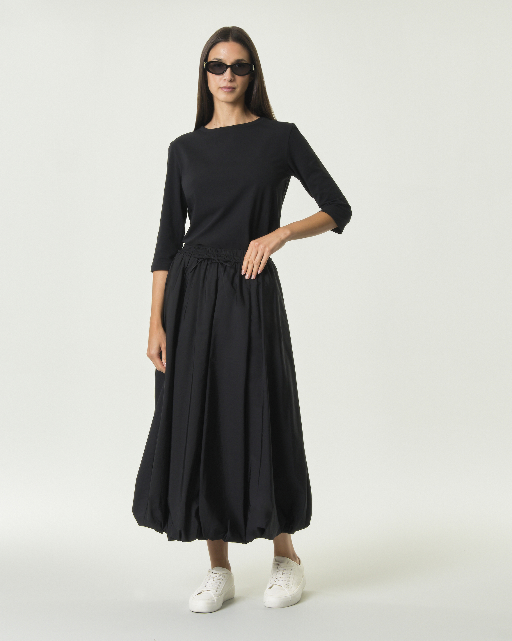 Gonna lunga Weekend Max Mara nera a palloncino in tela antigoccia