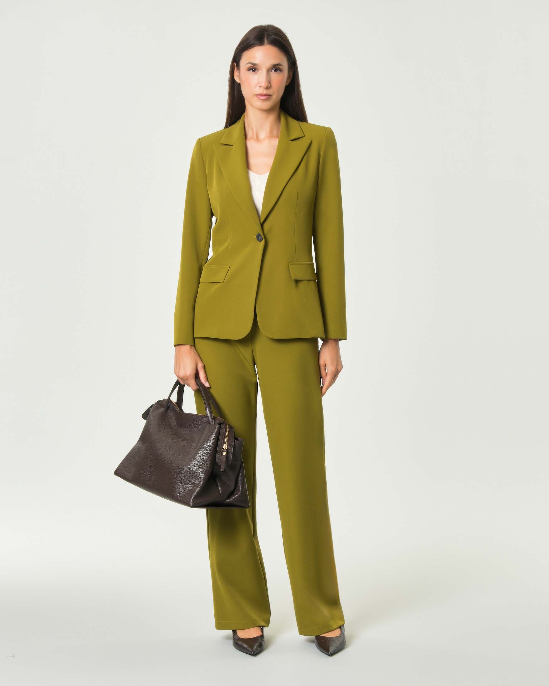 Blazer monopetto Hlo! color olio in tessuto bistretch con pince e tasche con patta image