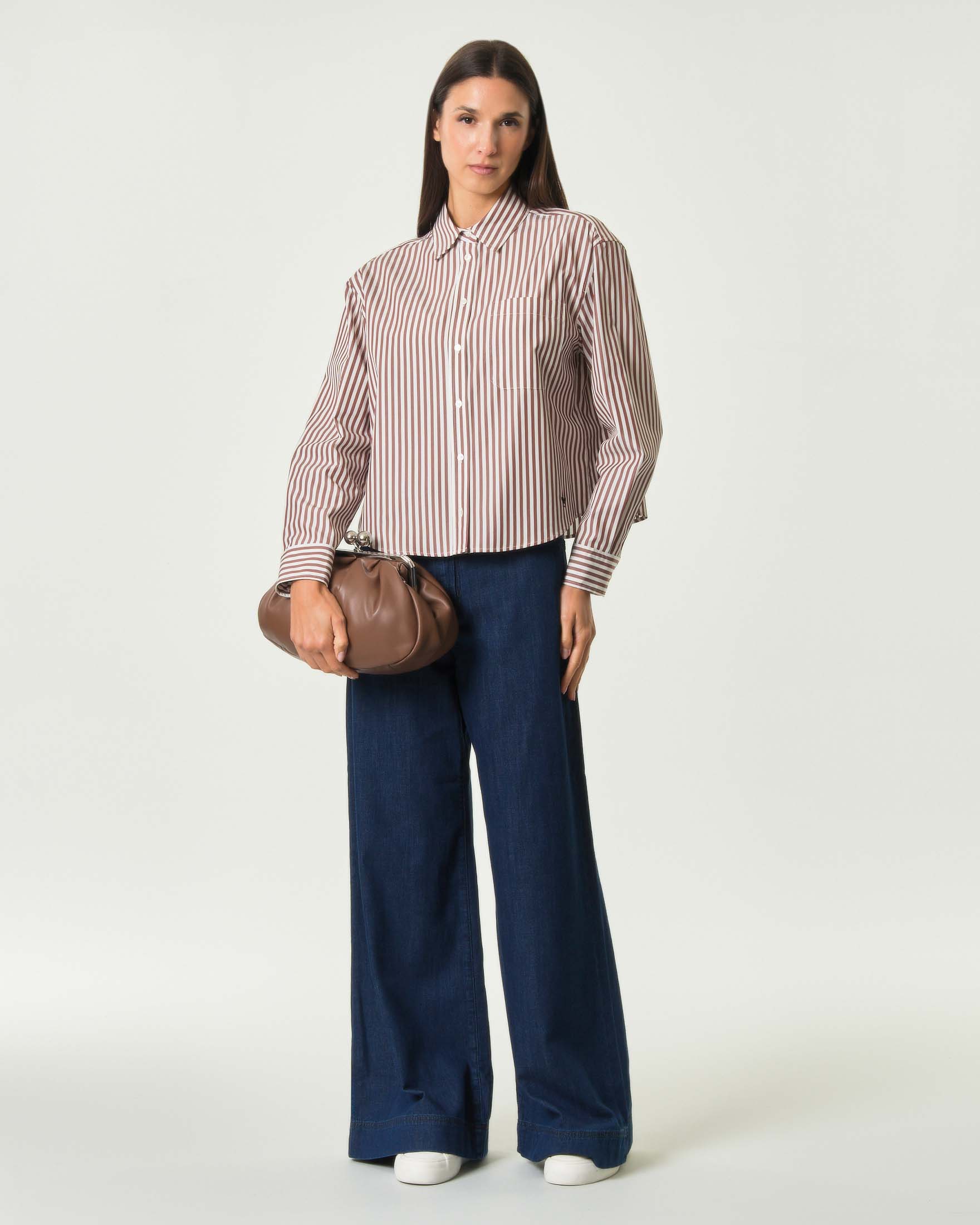 Jeans wide leg Weekend Max Mara blu in denim di puro cotone