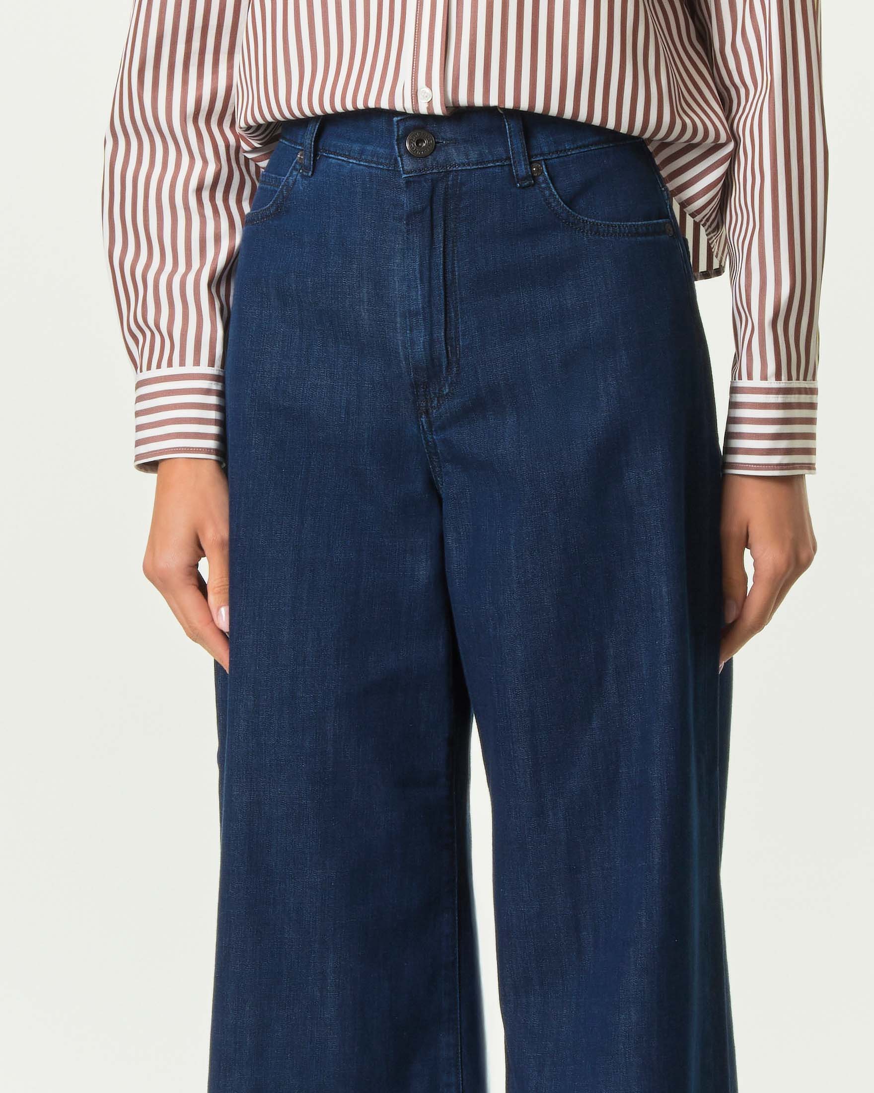 Jeans wide leg Weekend Max Mara blu in denim di puro cotone image