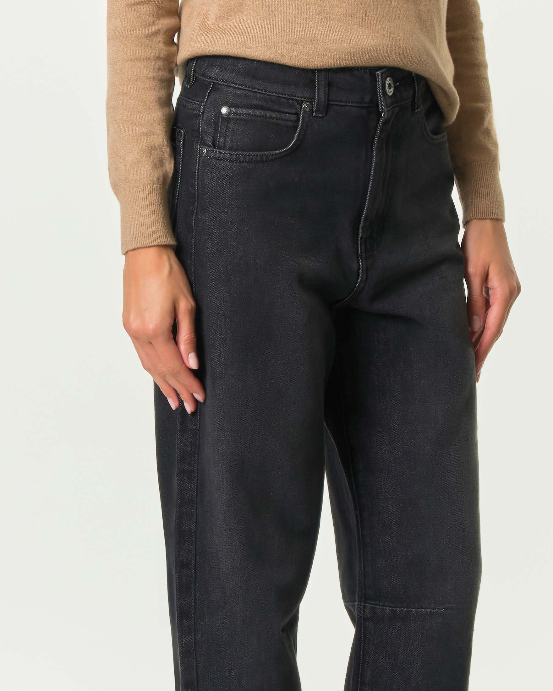 Jeans barrel Weekend Max Mara lavaggio nero lavato in puro cotone image
