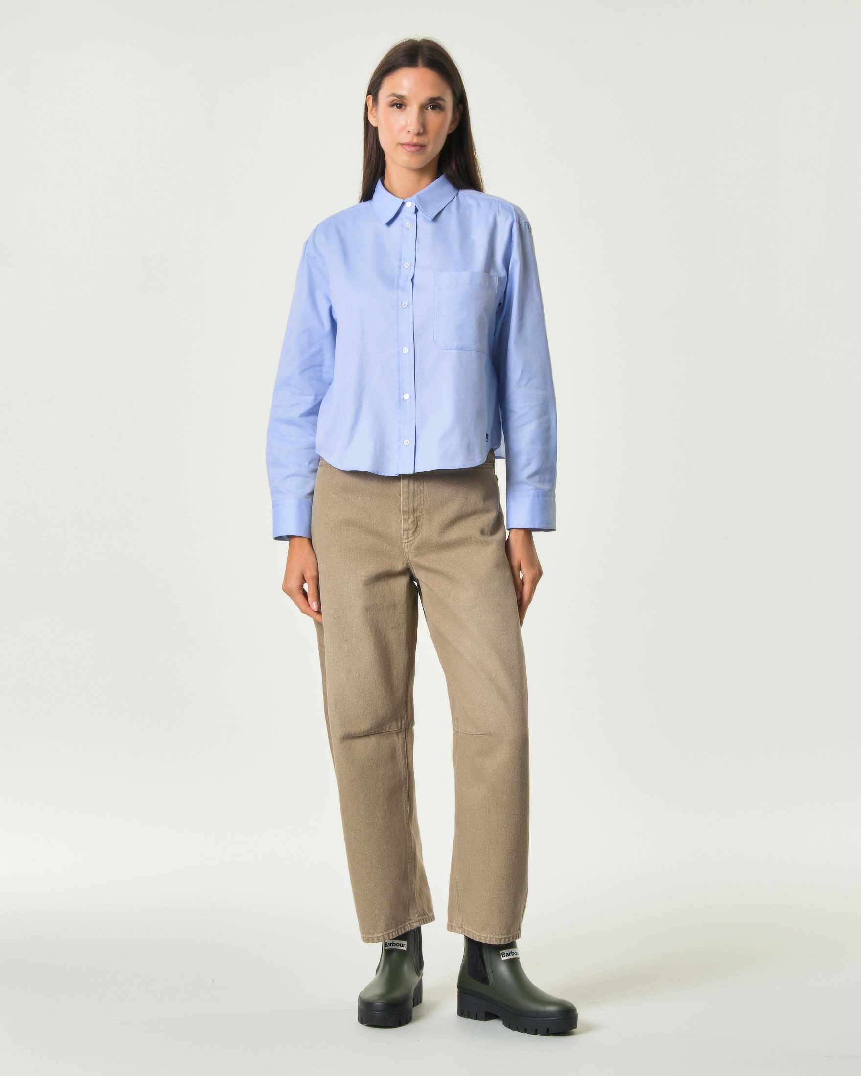 Pantaloni cinque tasche barrel Weekend Max Mara beige in denim di puro cotone