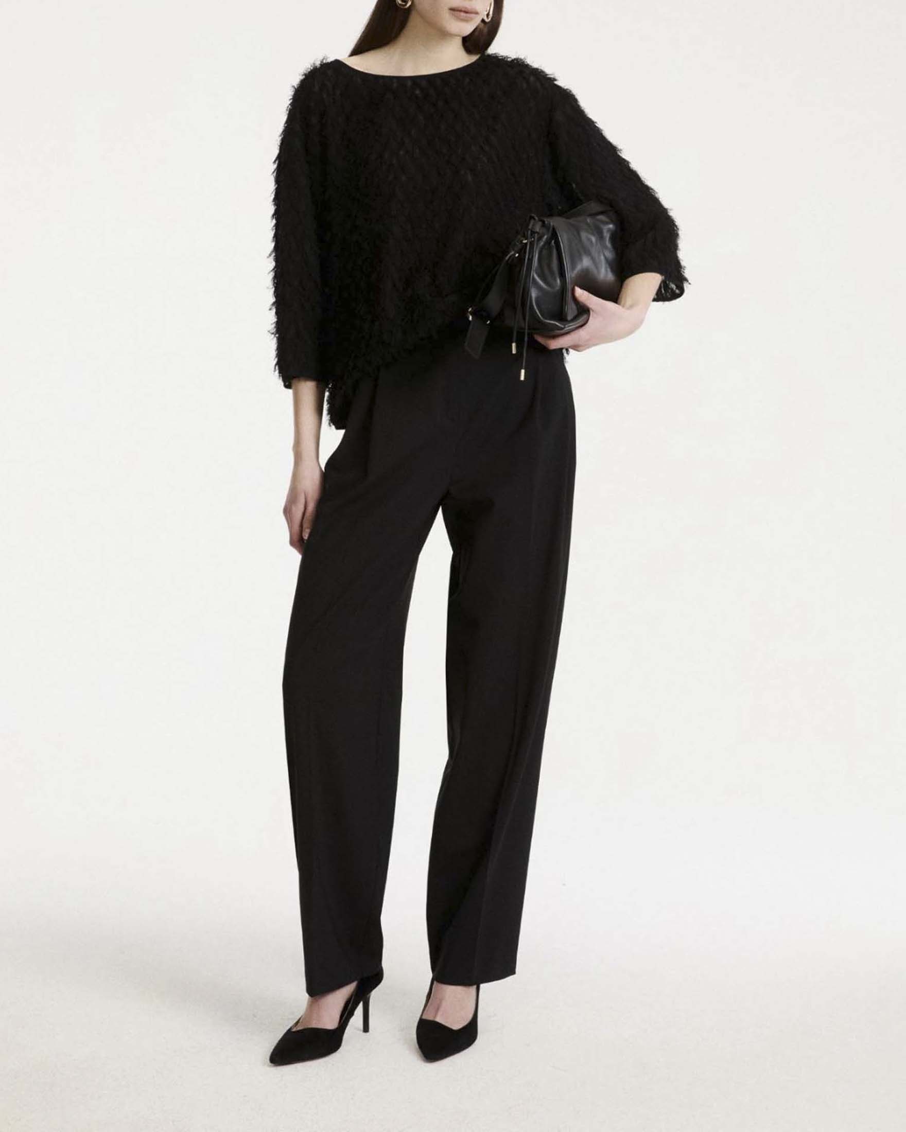Blusa boxy Marella nera in fil coupé con maniche al gomito image