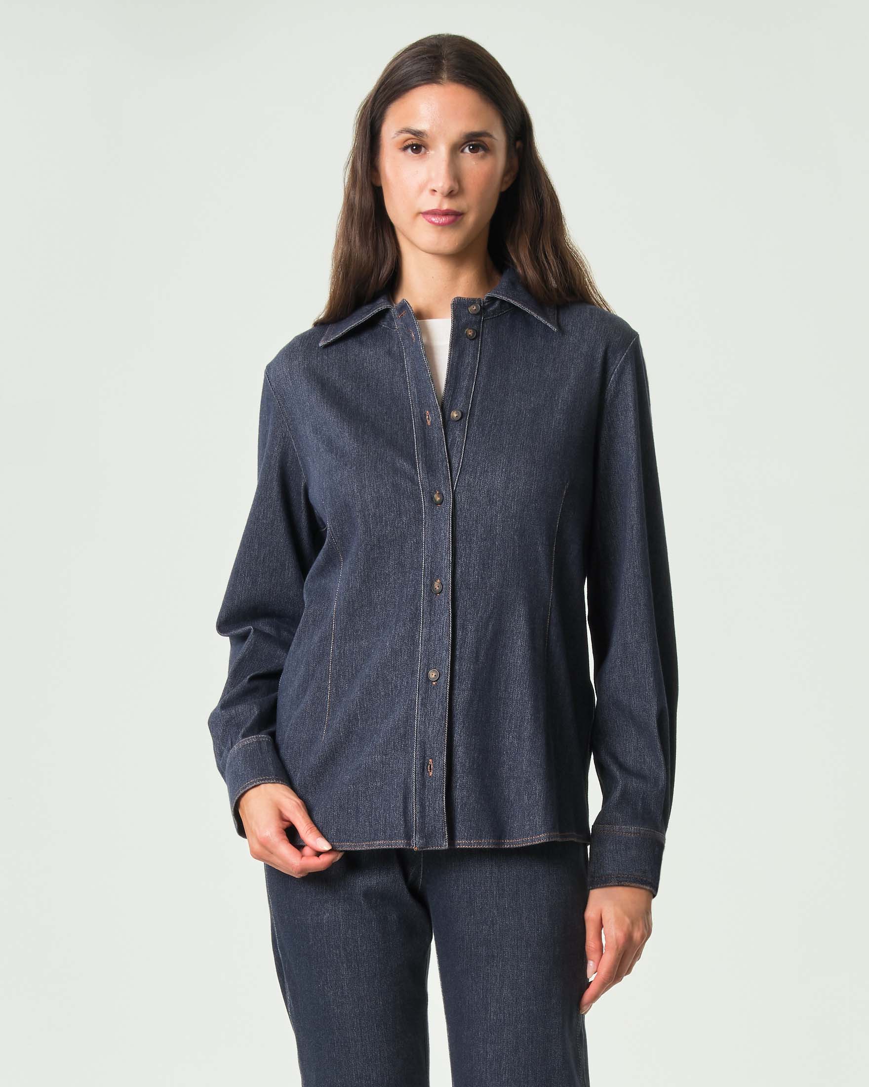Camicia MM Max Mara in denim e viscosa lavaggio stonewash