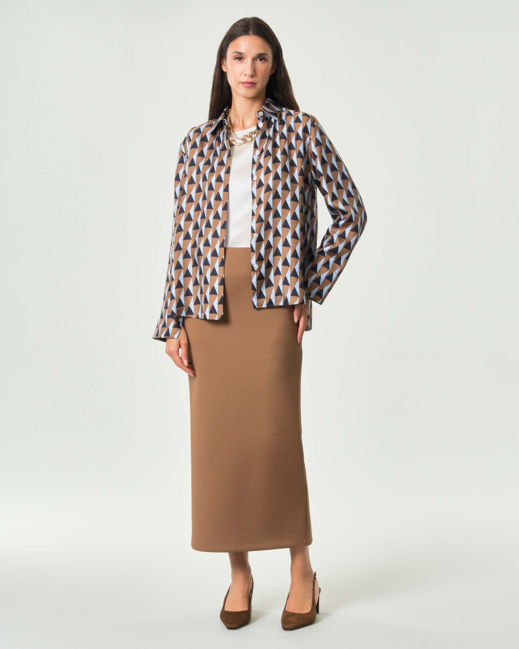 Camicetta MM Max Mara bianca in seta satinata elasticizzata con maniche corte e scollo rotondo image