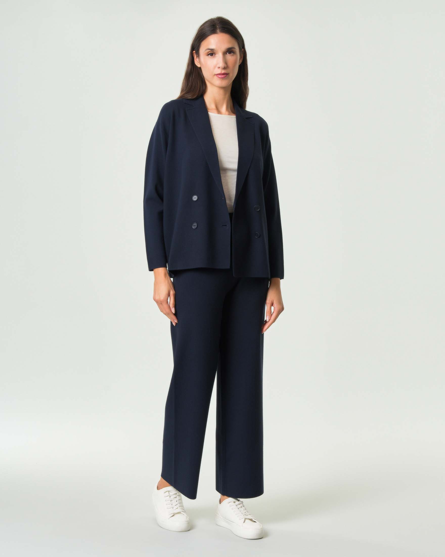 Caban doppiopetto MM Max Mara blu in misto viscosa con revers classico image